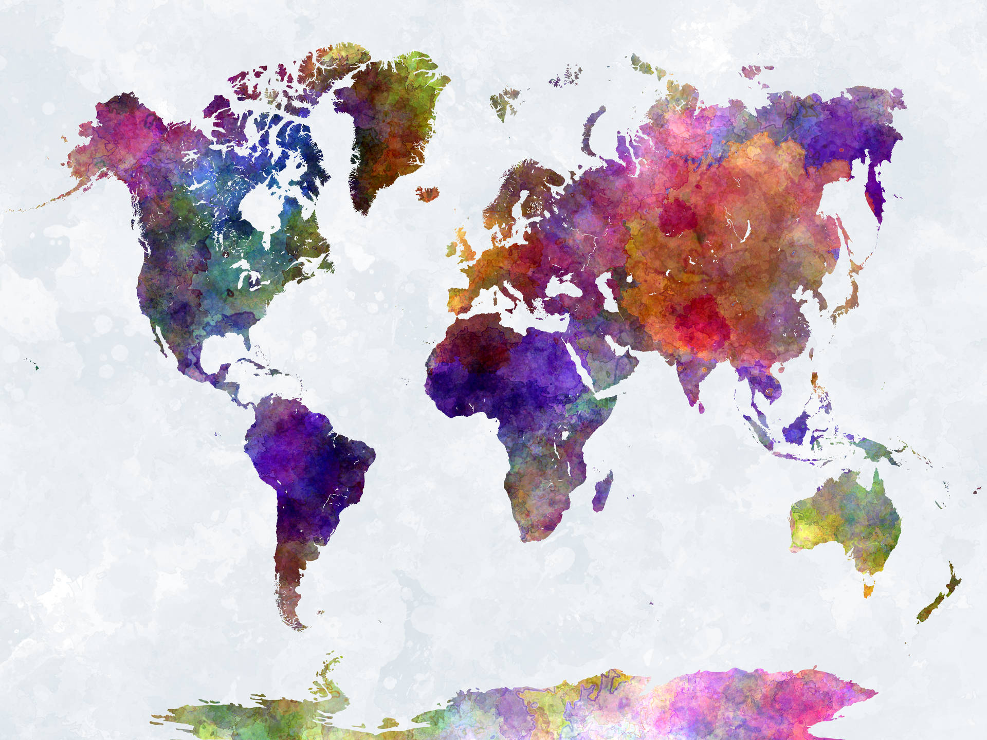 Download World Map 4K Dark Watercolors Wallpaper