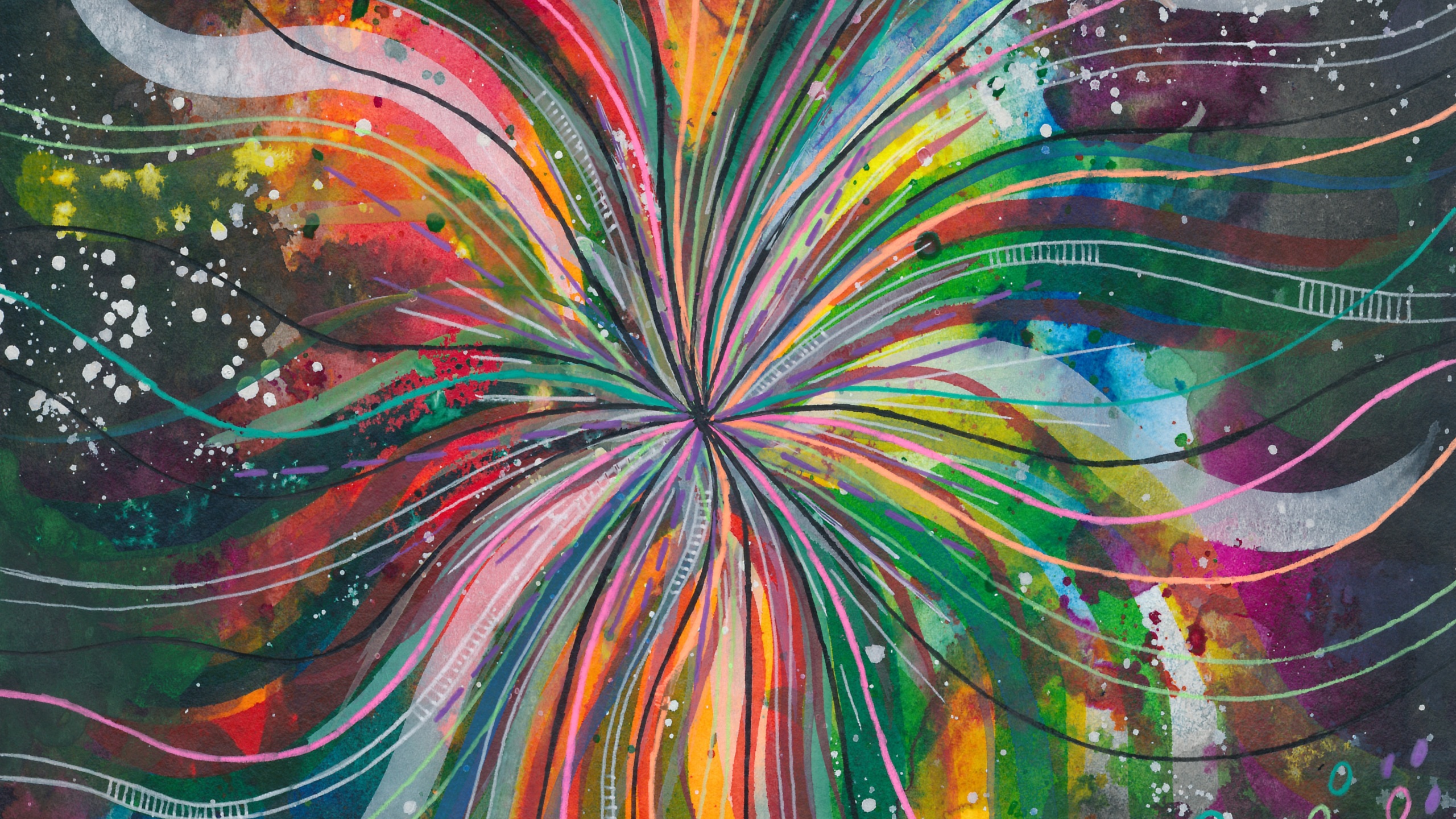 Wallpaper 4k watercolor, lines, multicolored, rainbow 4k Wallpaper