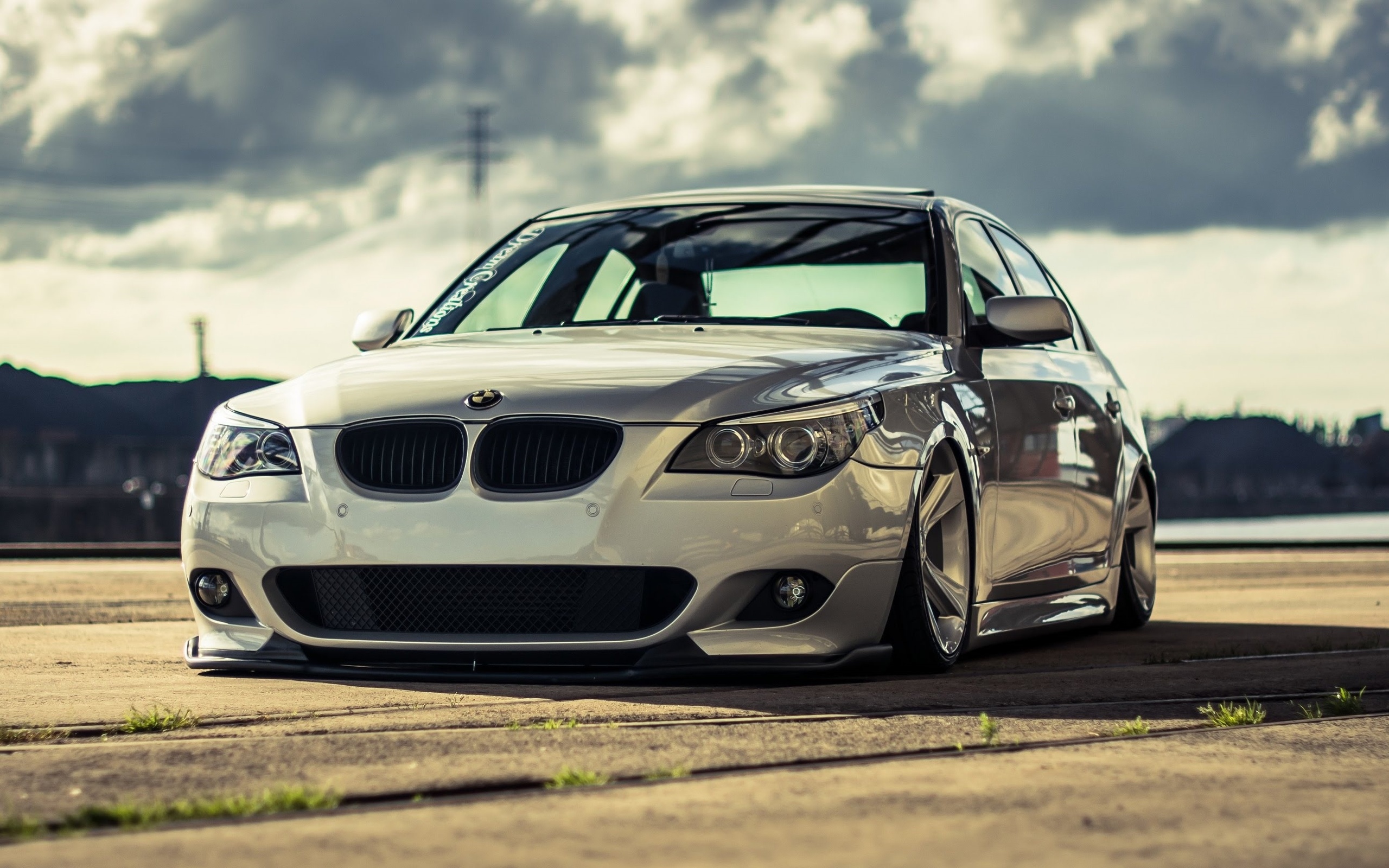 Download wallpaper tuning, BMW M5, E60, low rider, e60, stance, parking, german cars, BMW for desktop with resolution 2560x1600. High Quality HD picture wallpaper