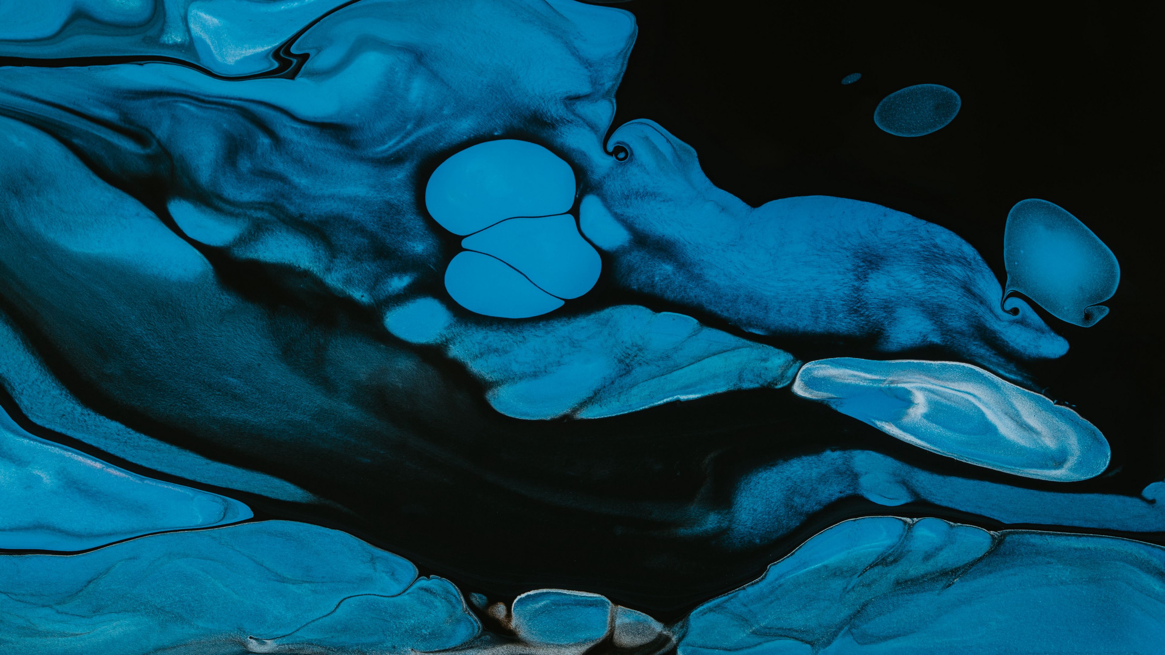 Wallpaper / abstraction, stains, watercolor, dark, blue, 4k free download