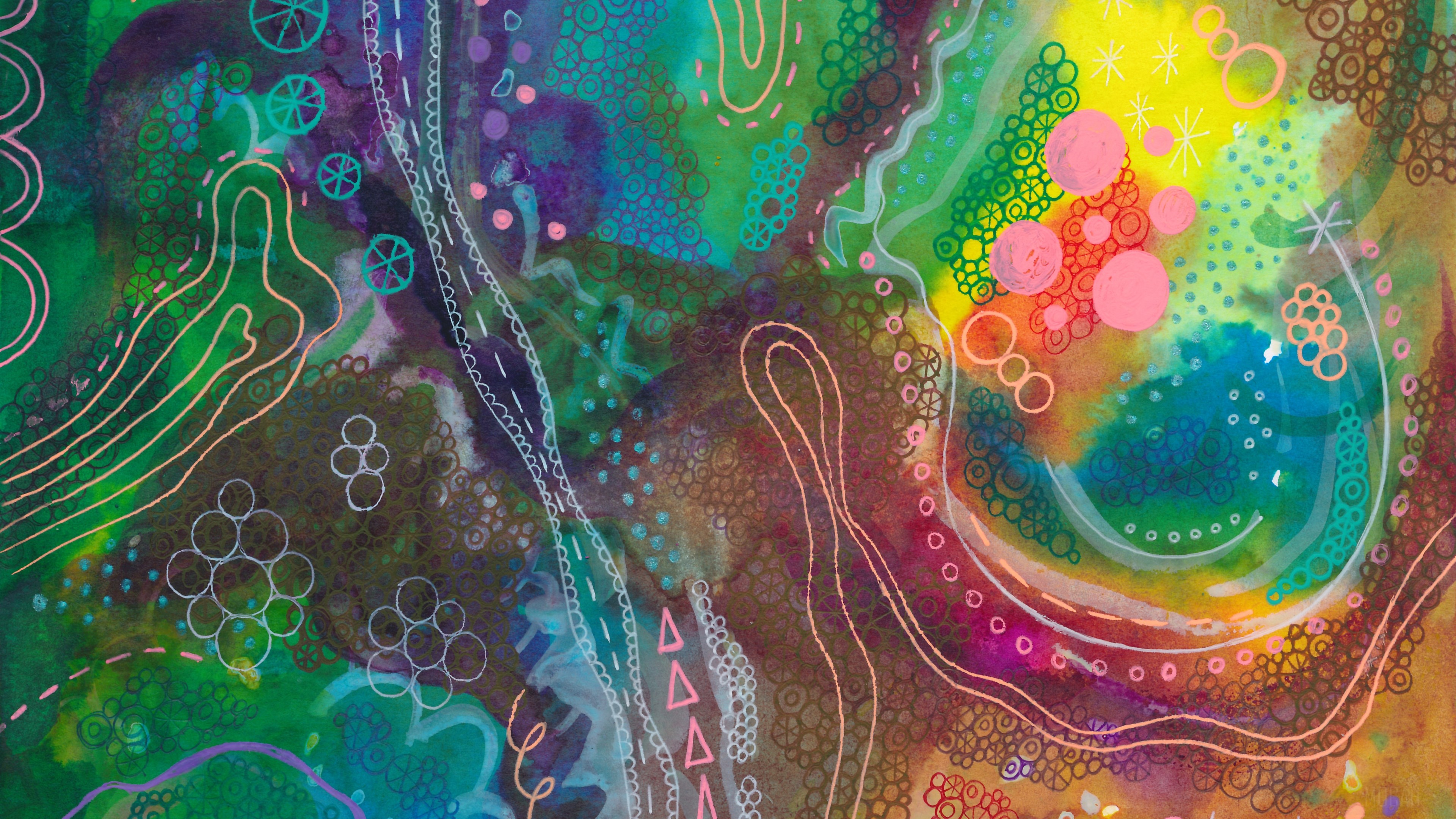 watercolor, paint, patterns, lines, abstract, colorful 4k Gallery HD Wallpaper