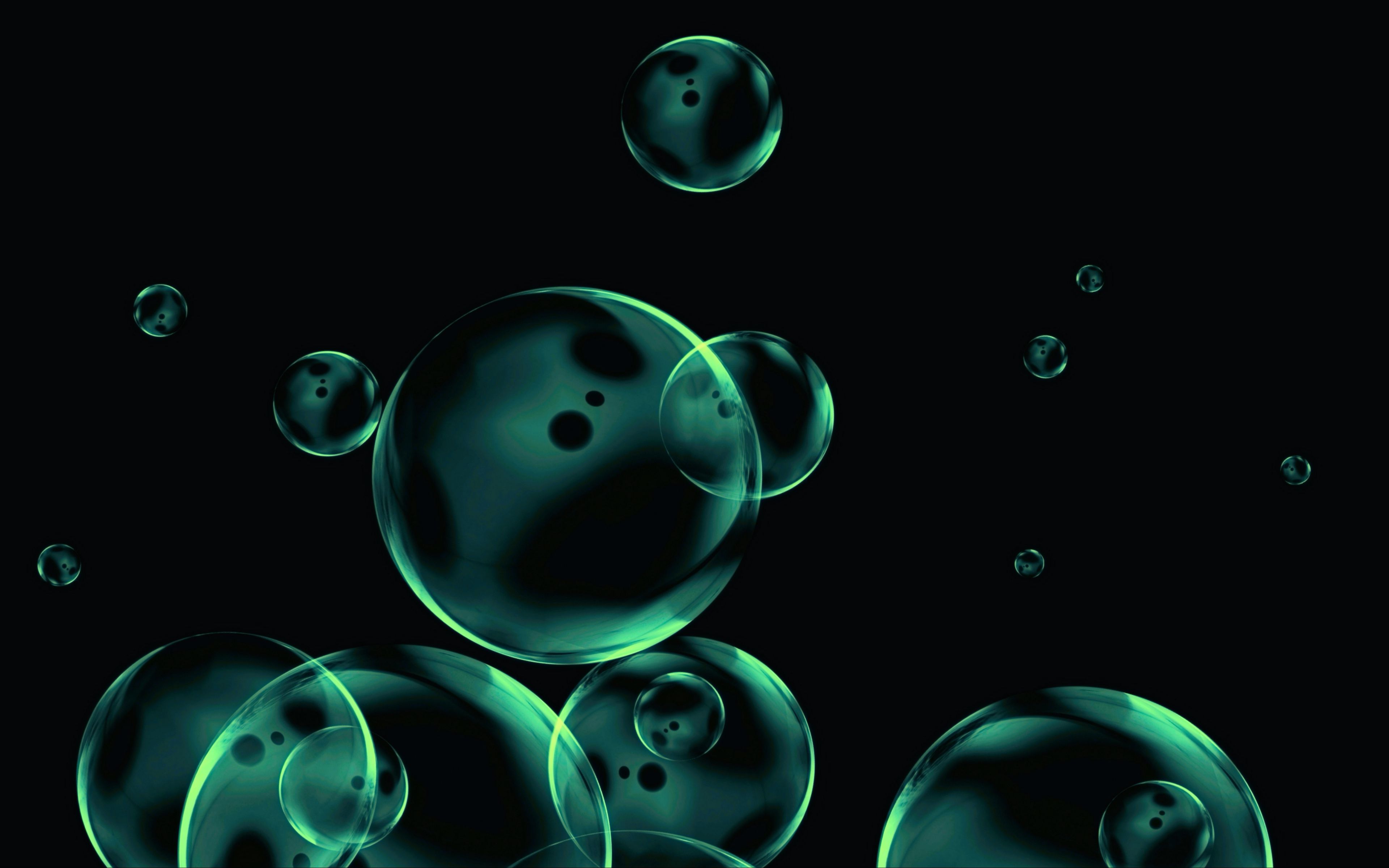 Download wallpaper 3840x2400 bubbles, round, transparent, dark background, abstraction 4k ultra HD 16:10 HD background