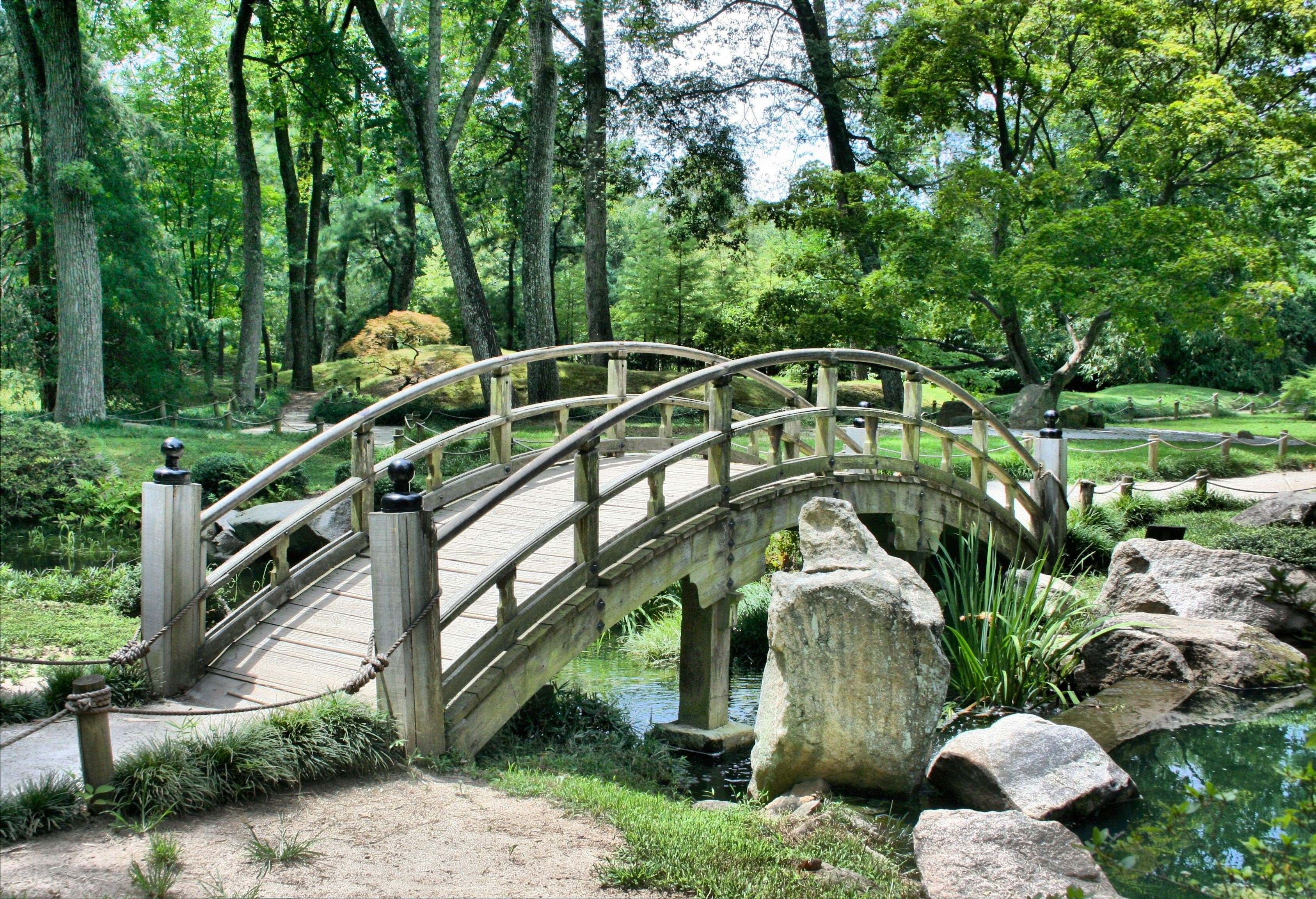 Wallpaper / bridge japanese garden arch park gardening green 4k wallpaper free download