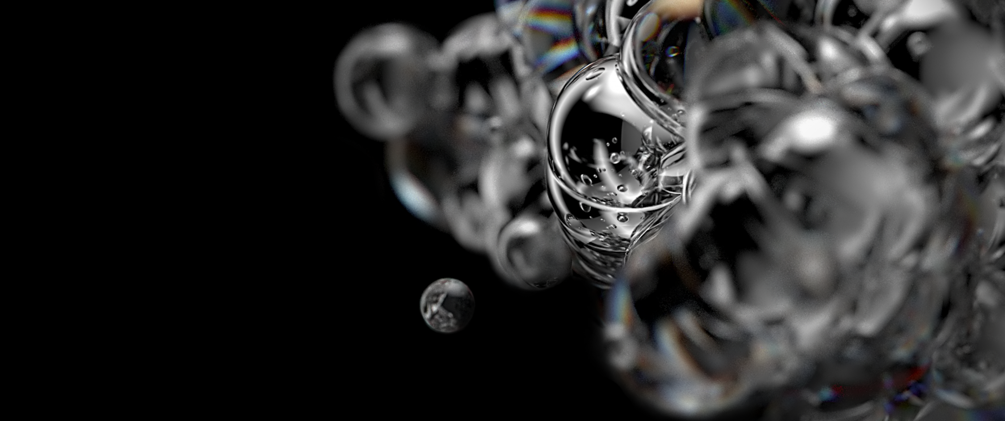 Bubbles Wallpaper 4K, Liquid, Black background, Macro