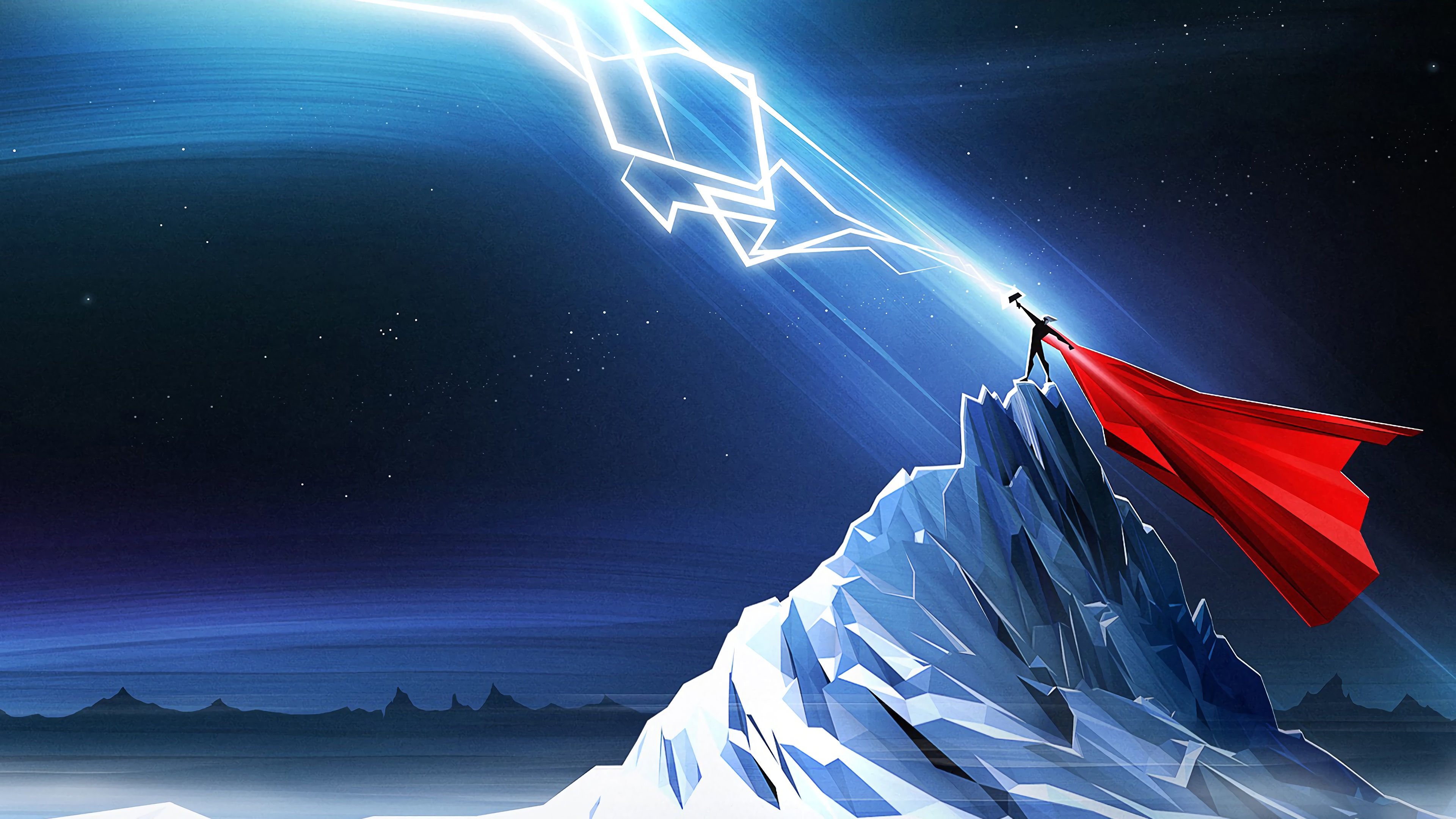 Thor, Lightning, Minimalist, Marvel, 4K Gallery HD Wallpaper