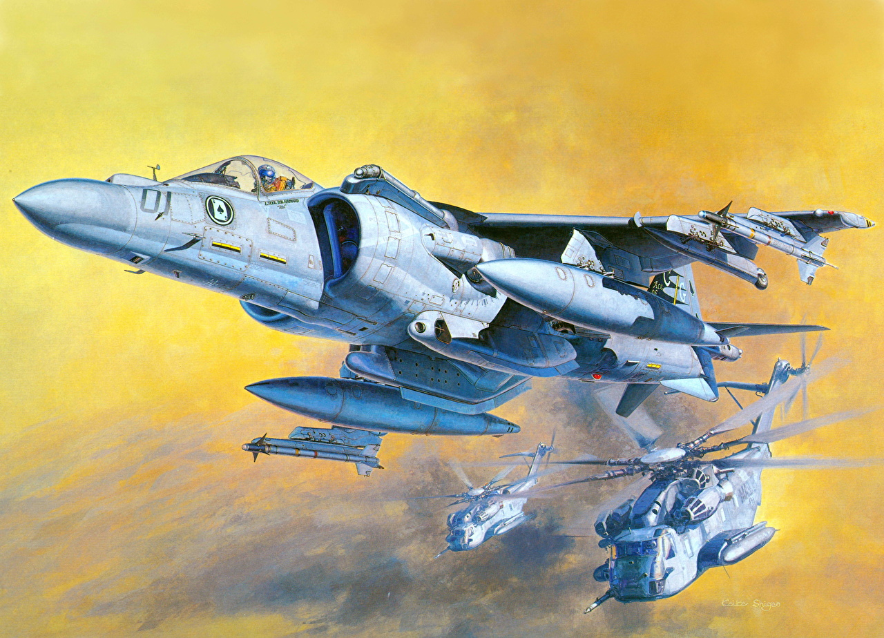 image Airplane AV 8B HARRIER II PLUS Painting Art Aviation