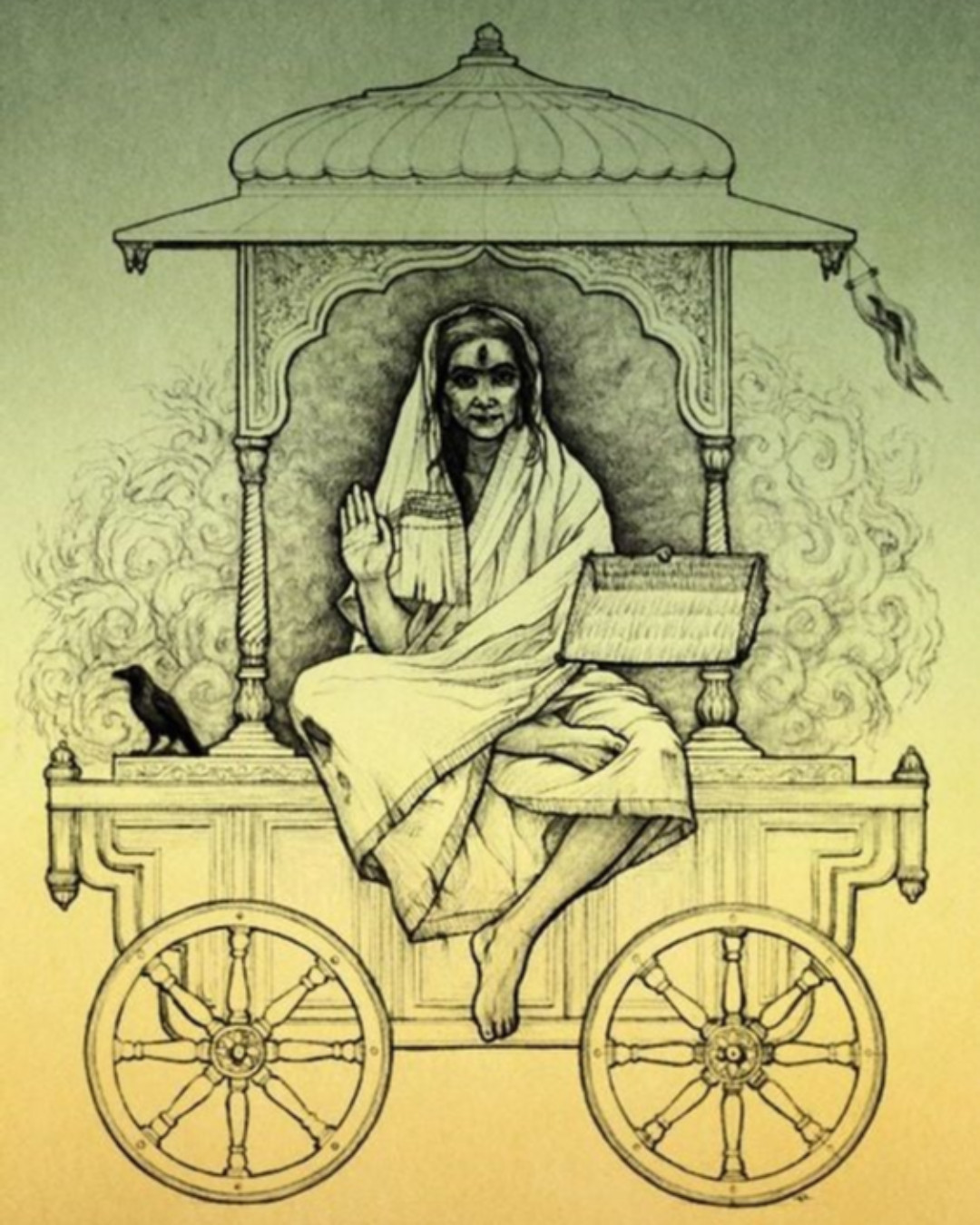 Sanatan Art of the 10 Mahavidyas, Ma Dhumavati personifies the dark side of life. Her name means “she who is made of smoke.”