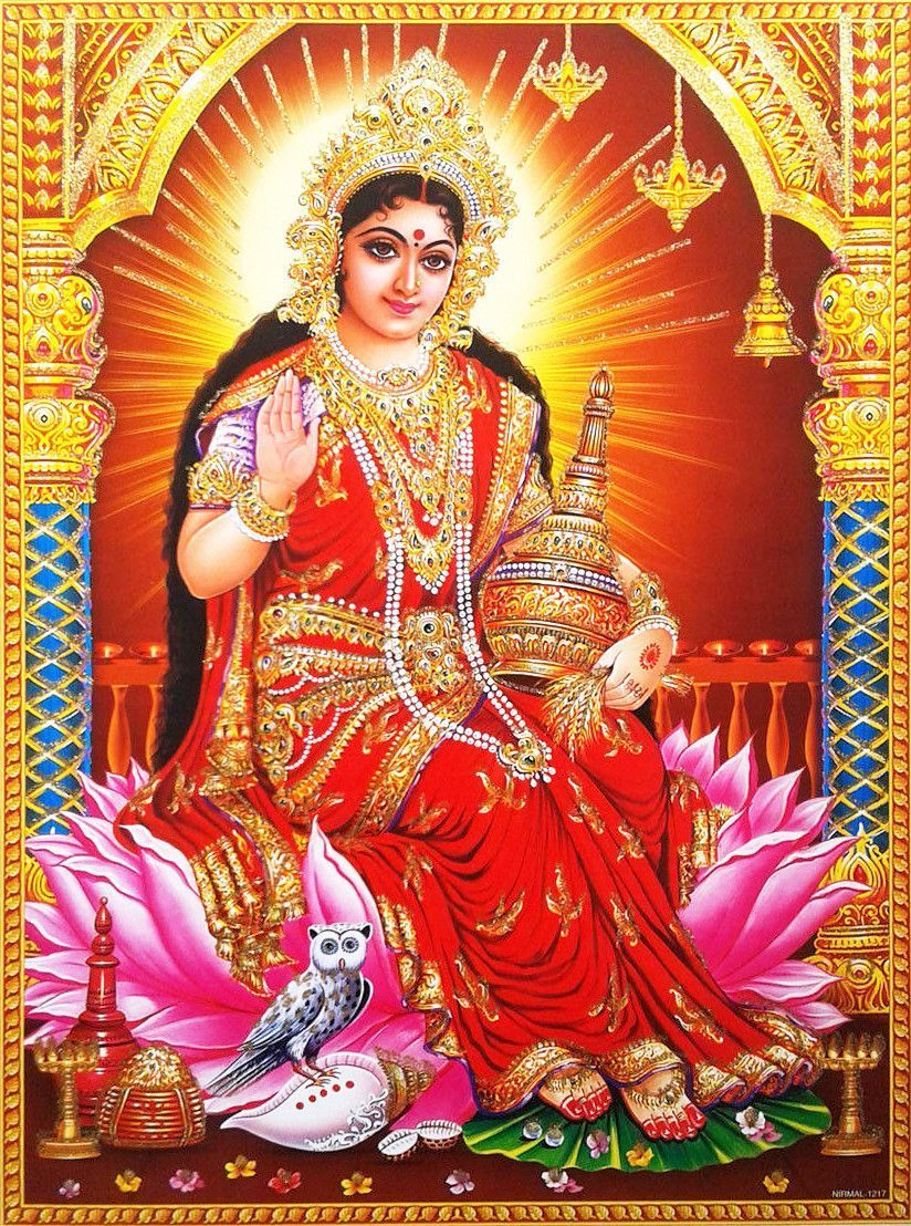 Kamala Lakshmi Mata (via ebay: Indian_ash). Saraswati goddess, Lakshmi image, Lakshmi photo