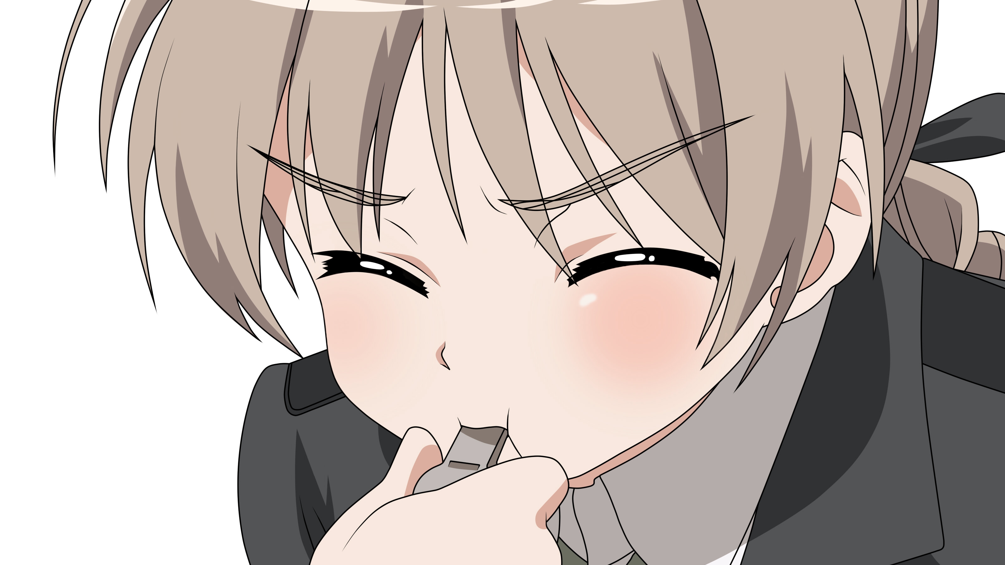 Wallpaper, Strike Witches, lynette bishop, girl, whistle, close up 3200x1800