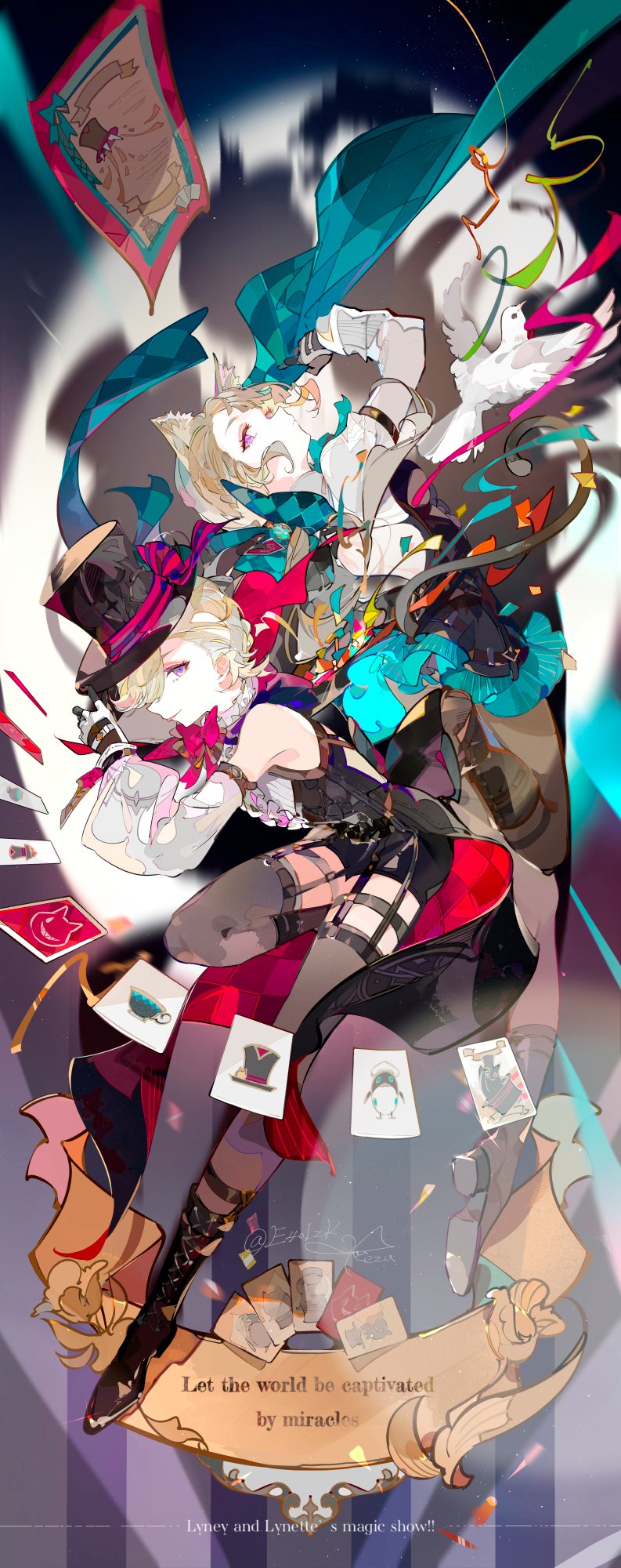lynette and lyney (genshin impact) drawn by ezu_(e104mjd)