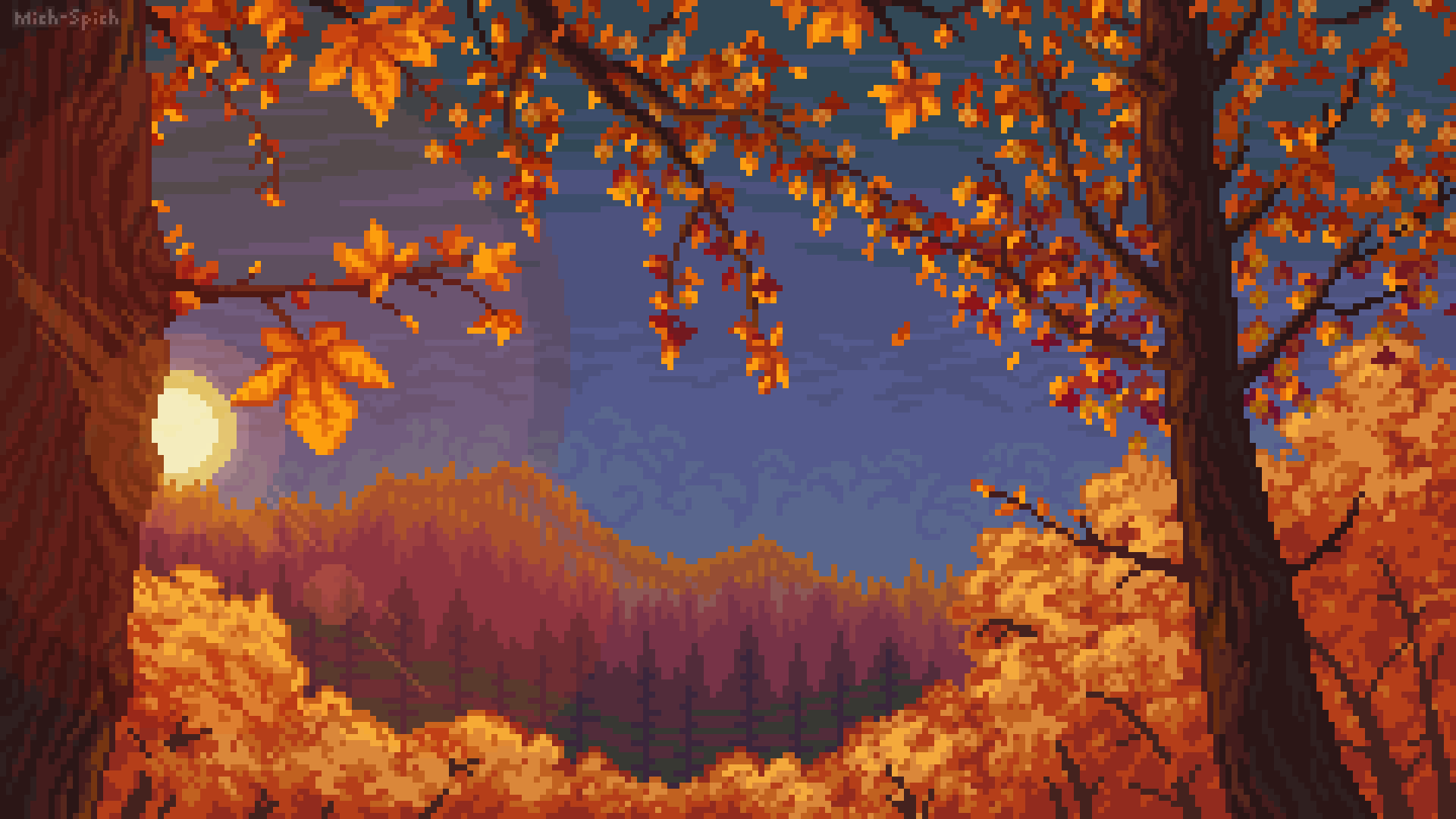 A sunset over fall