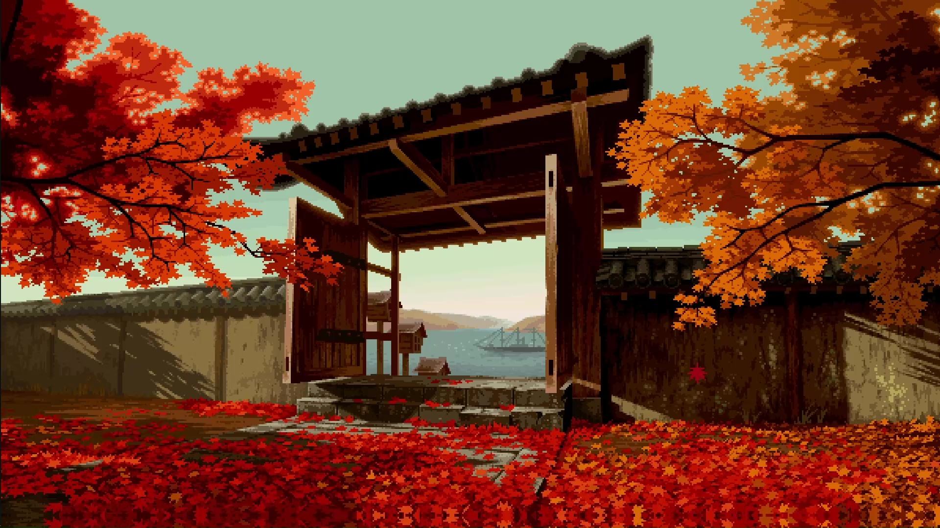 Autumn Japanese Garden Pixel Live Wallpaper