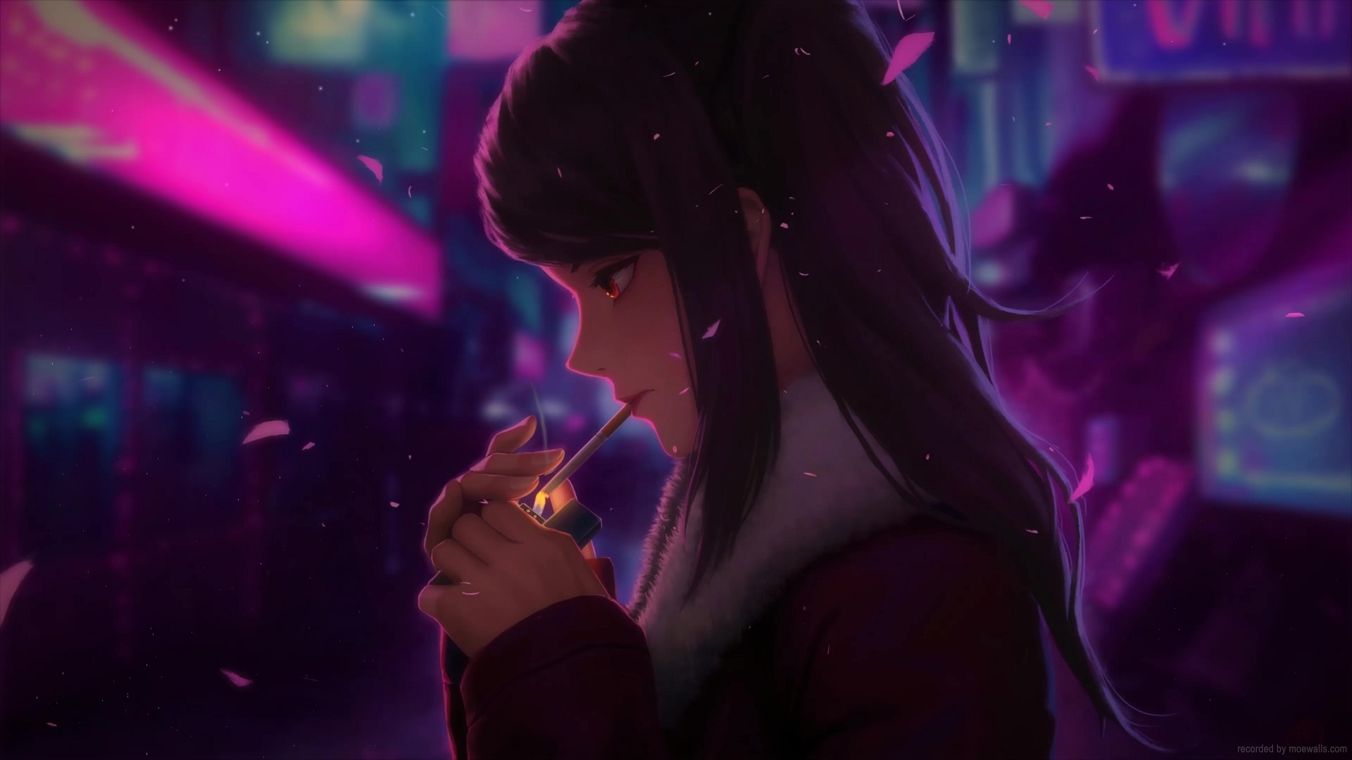 Lonely Anime Girl Smoking Live Wallpaper