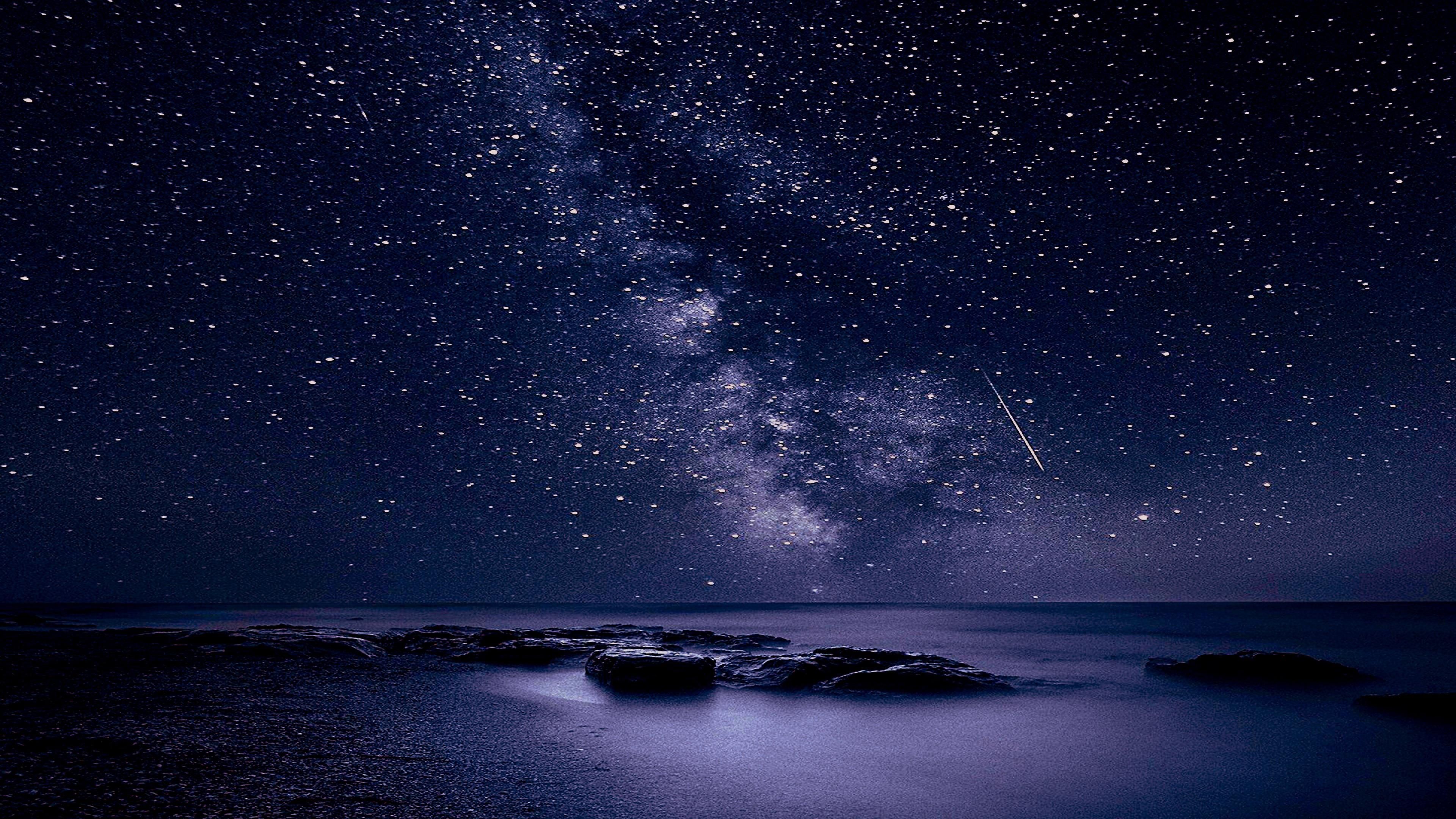 Online crop. HD wallpaper: purple and white galaxy digital wallpaper, sea, night, stars. Wallpap. Night sky wallpaper, Starry night wallpaper, Digital wallpaper