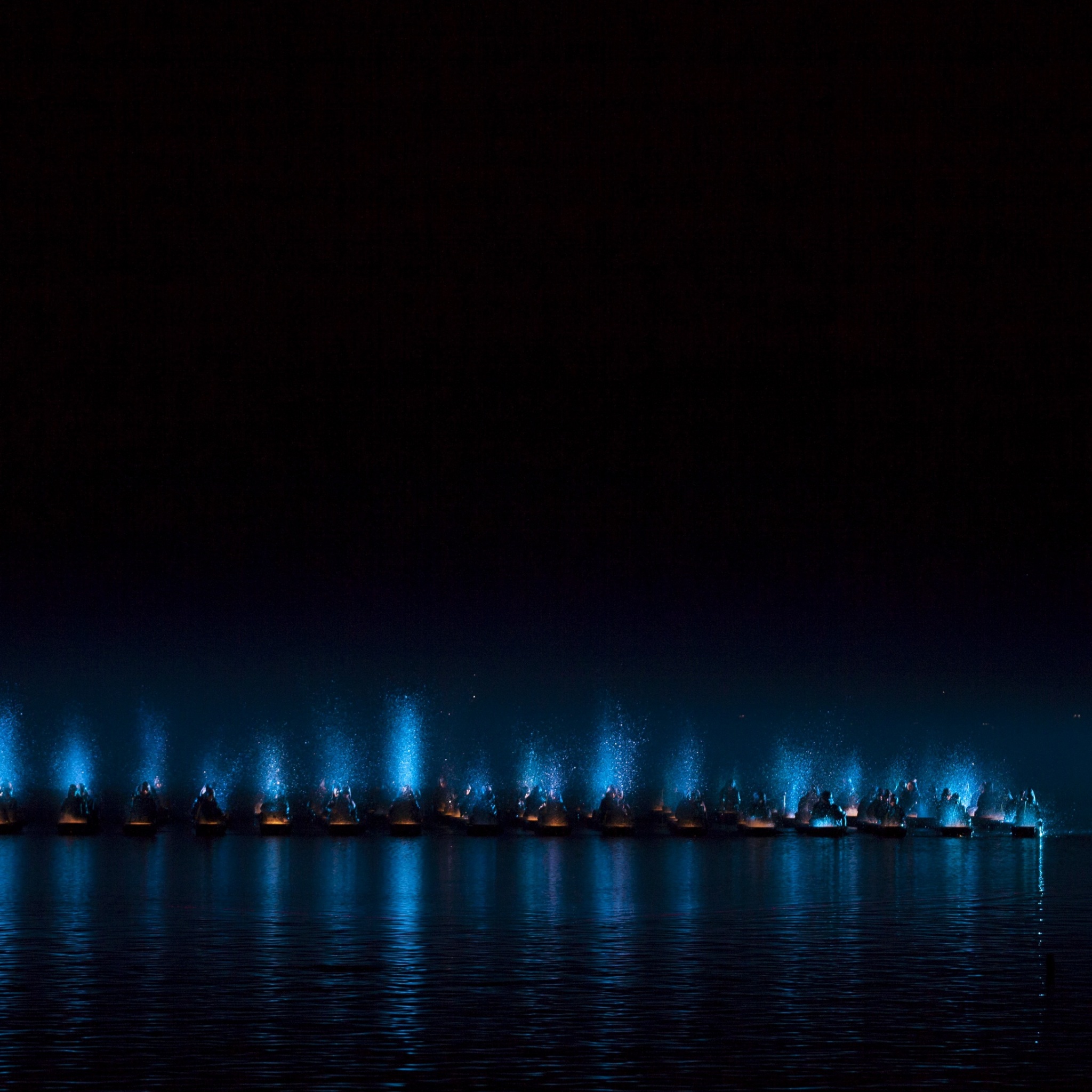 Wallpaper 4k boats, people, sea, night 4k Wallpaper