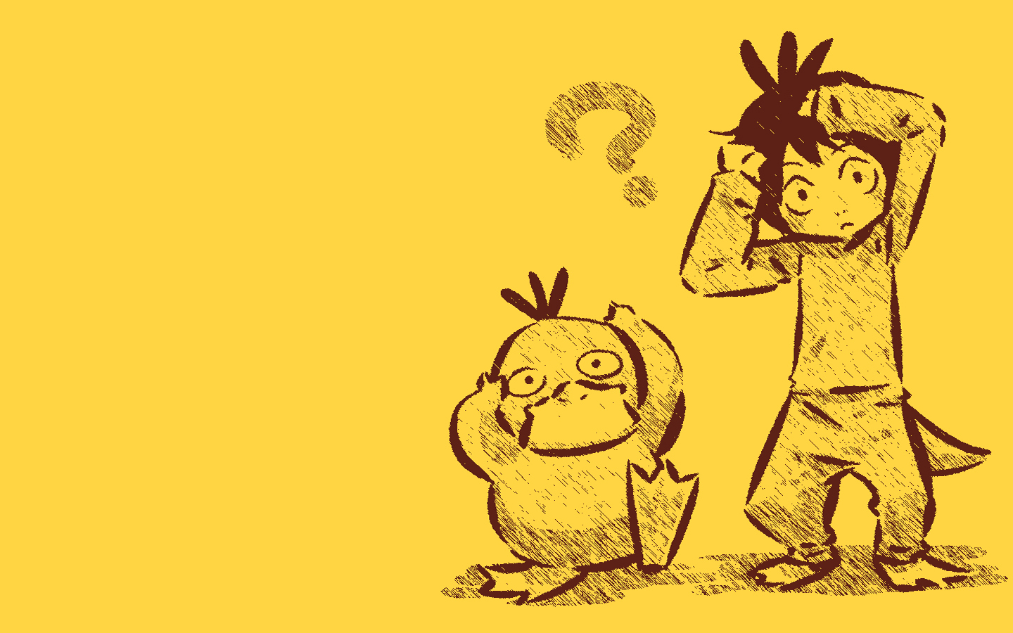 Wallpaper, 1440x900 px, anime, background, Hitec, pokemon, Psyduck, simple 1440x900