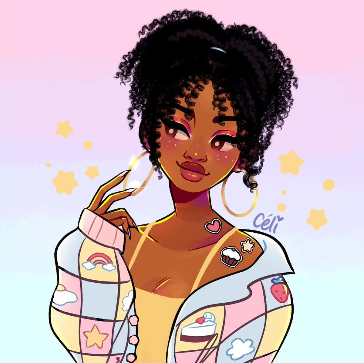 Download Young Black Woman Afro Hair Digital Art Wallpaper