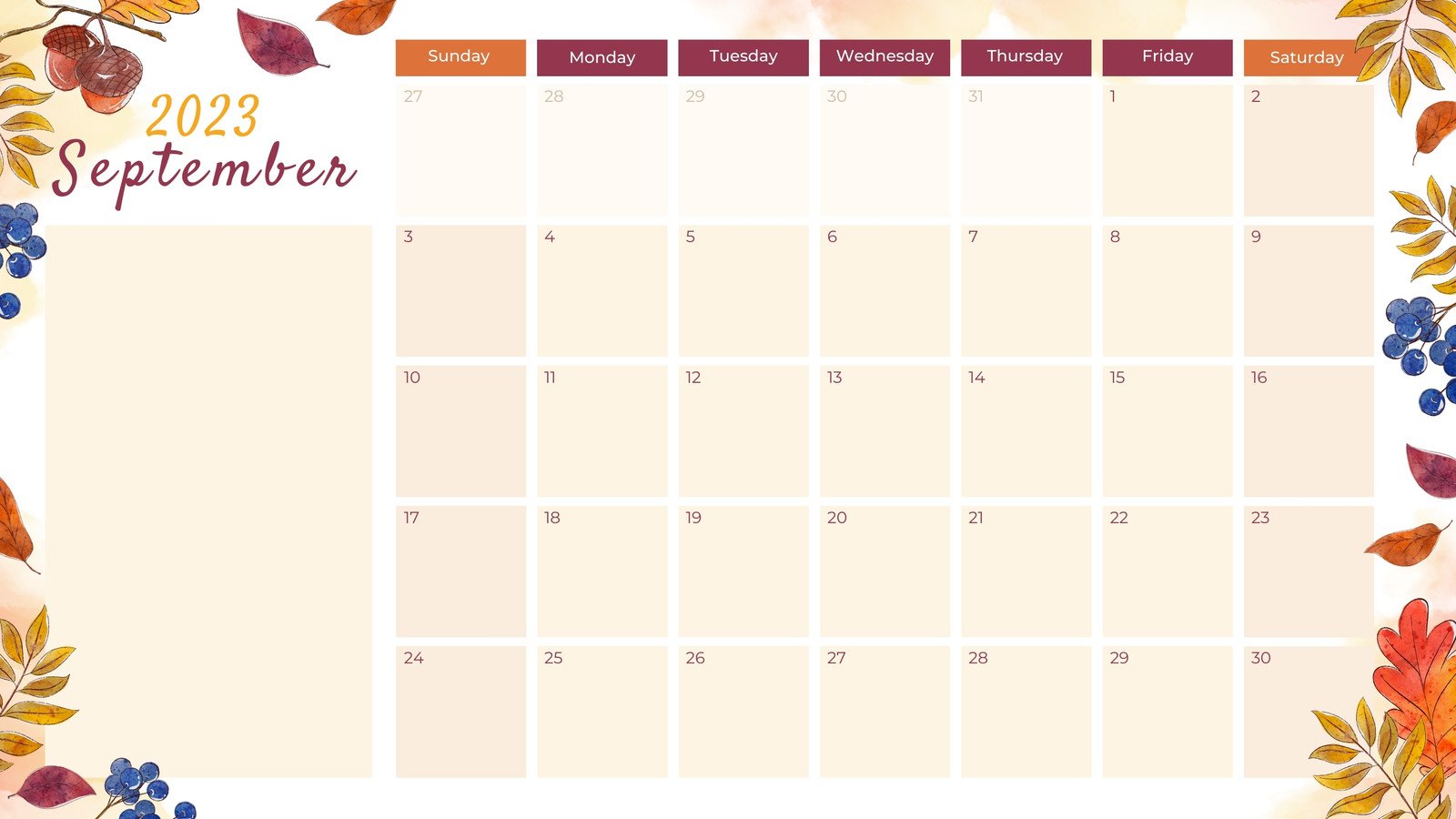 Free and customizable september templates
