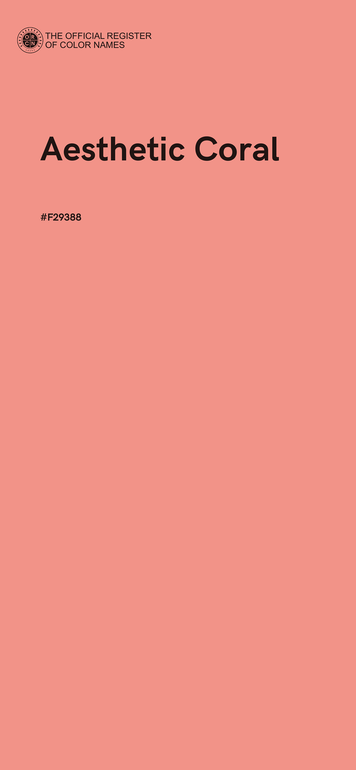 Aesthetic Coral - #F29388 Official Register of Color Names
