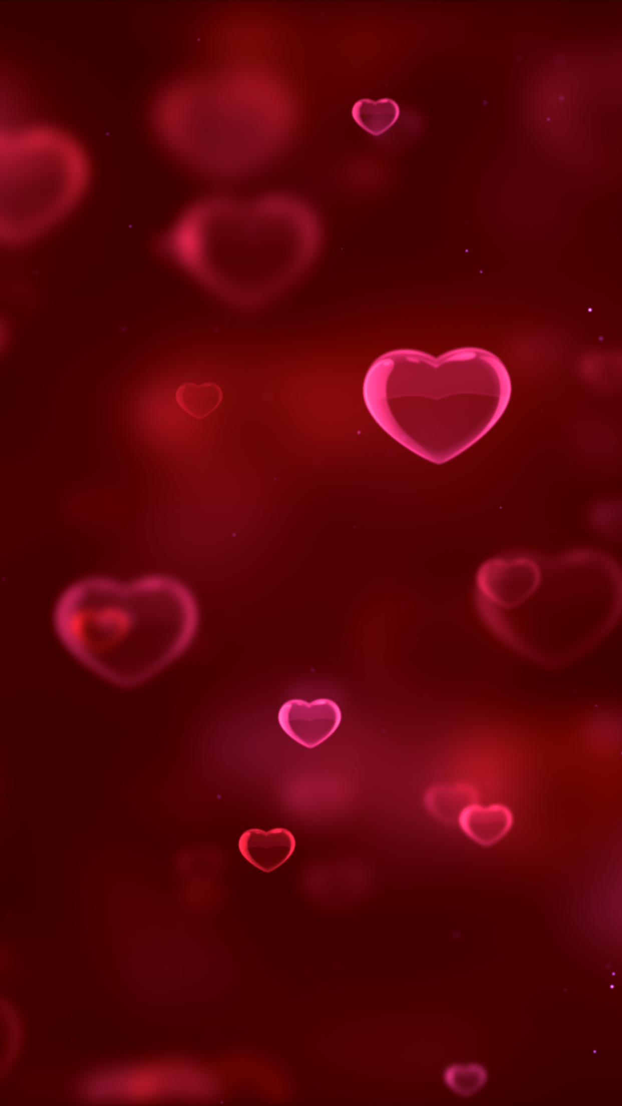 Red hearts Wallpaper 4K, Bokeh, Red background, Blurred