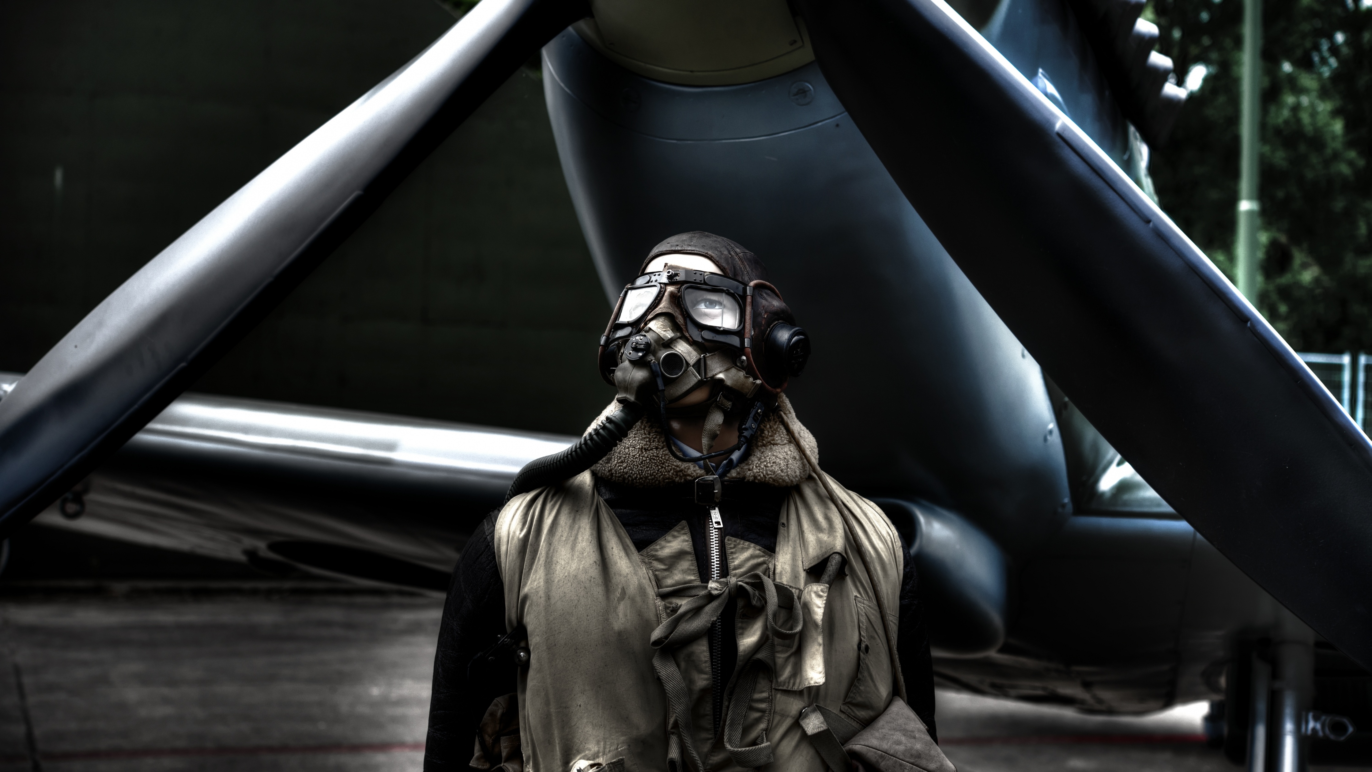 Pilot Wallpaper 4K, Fighter aircraft, Flight, Mask