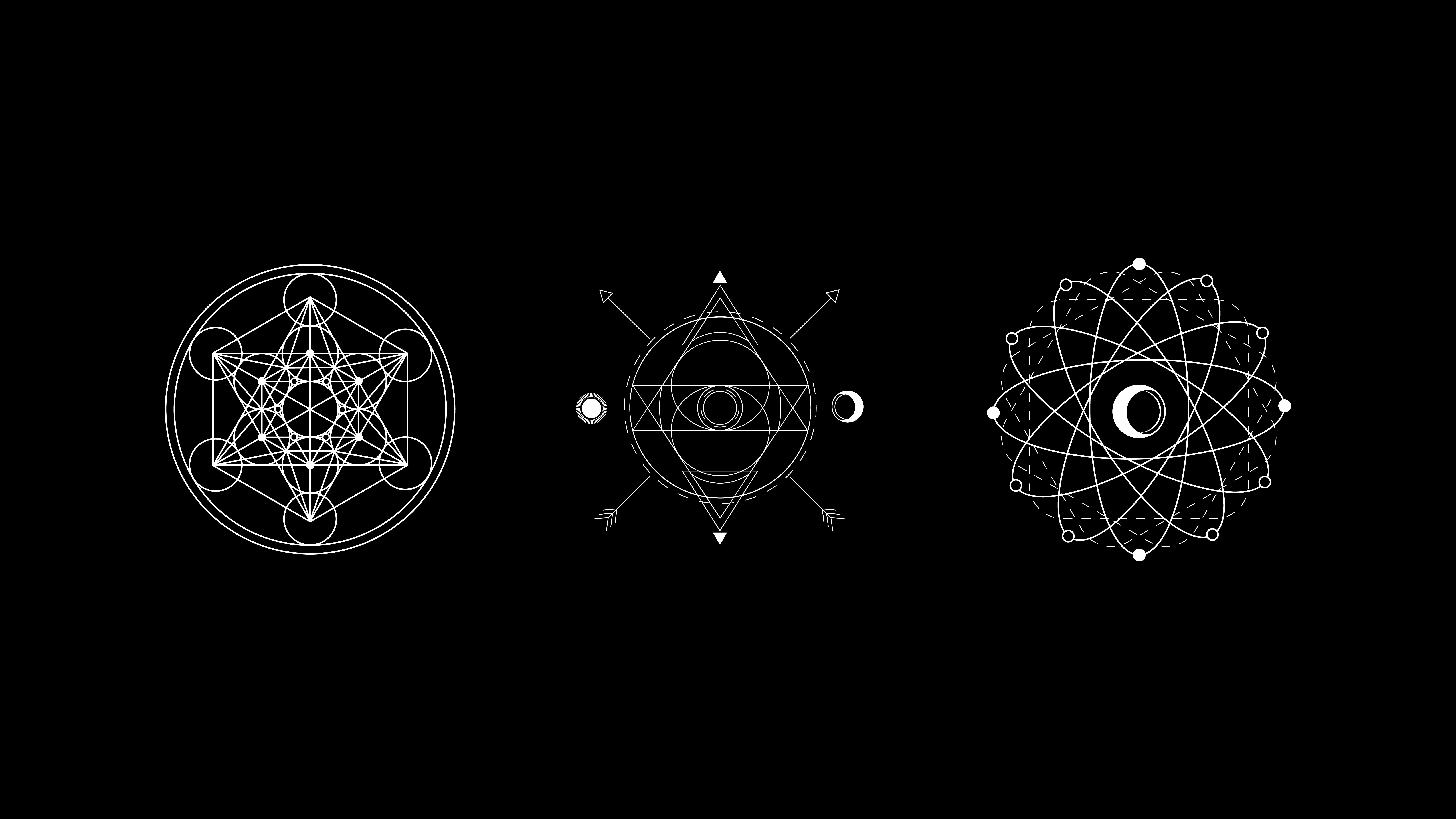 4K, minimalism, geometry, sacred geometry, black background, eclipse, Moon, black Gallery HD Wallpaper