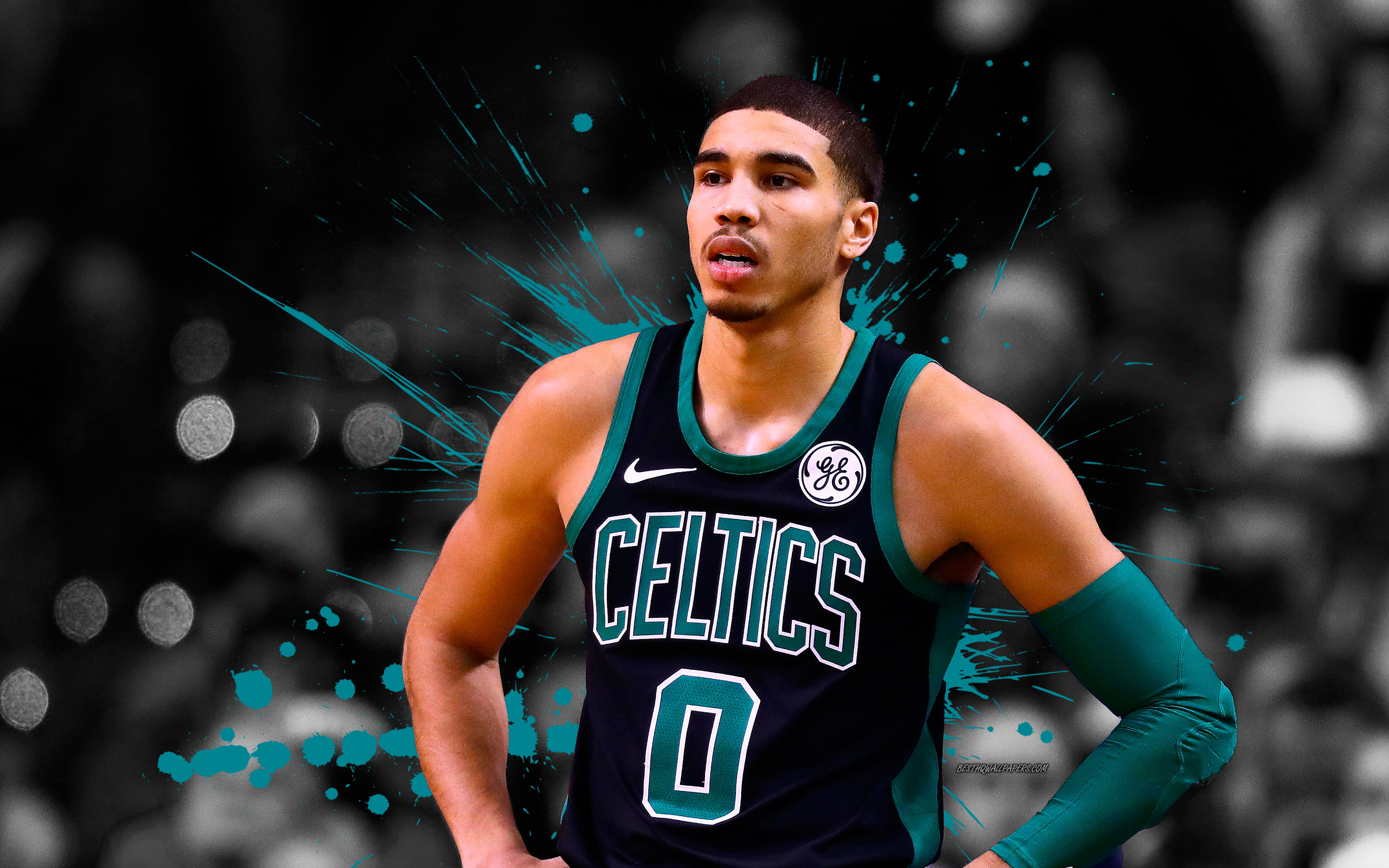 Download wallpaper Jayson Tatum, 4k, basketball players, NBA, Boston Celtics, grunge, basketball, art for desktop with resolution 3840x2400. High Quality HD picture wallpaper