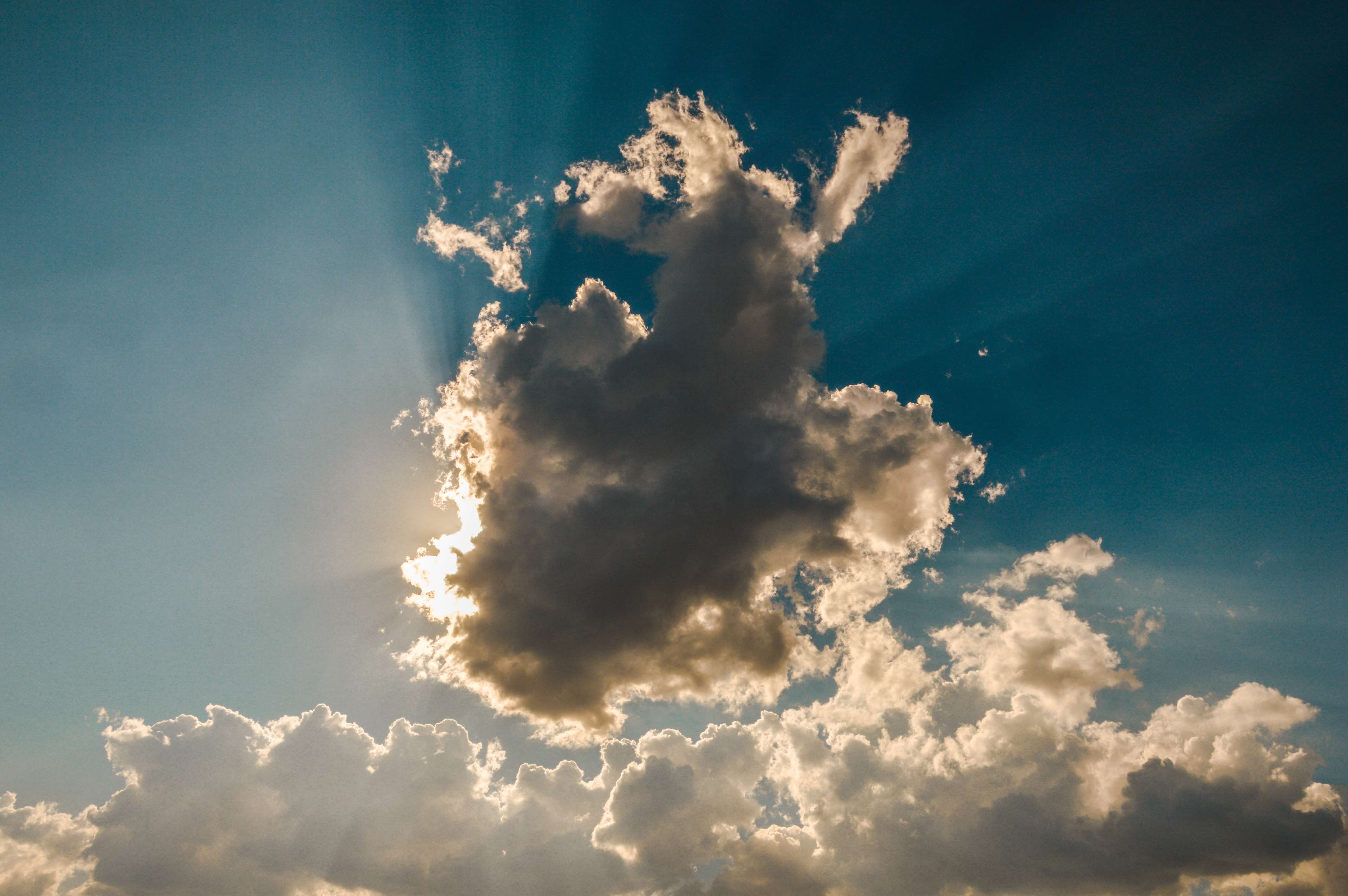 blue sky, bright, cloud formation, cloudiness, clouds, clouds form, cloudy, dawn, day, daylight, heaven, imagination, light, outdoors, sky, summer, sun, sun glare, sunny day, sunset, weather 4k wallpaper