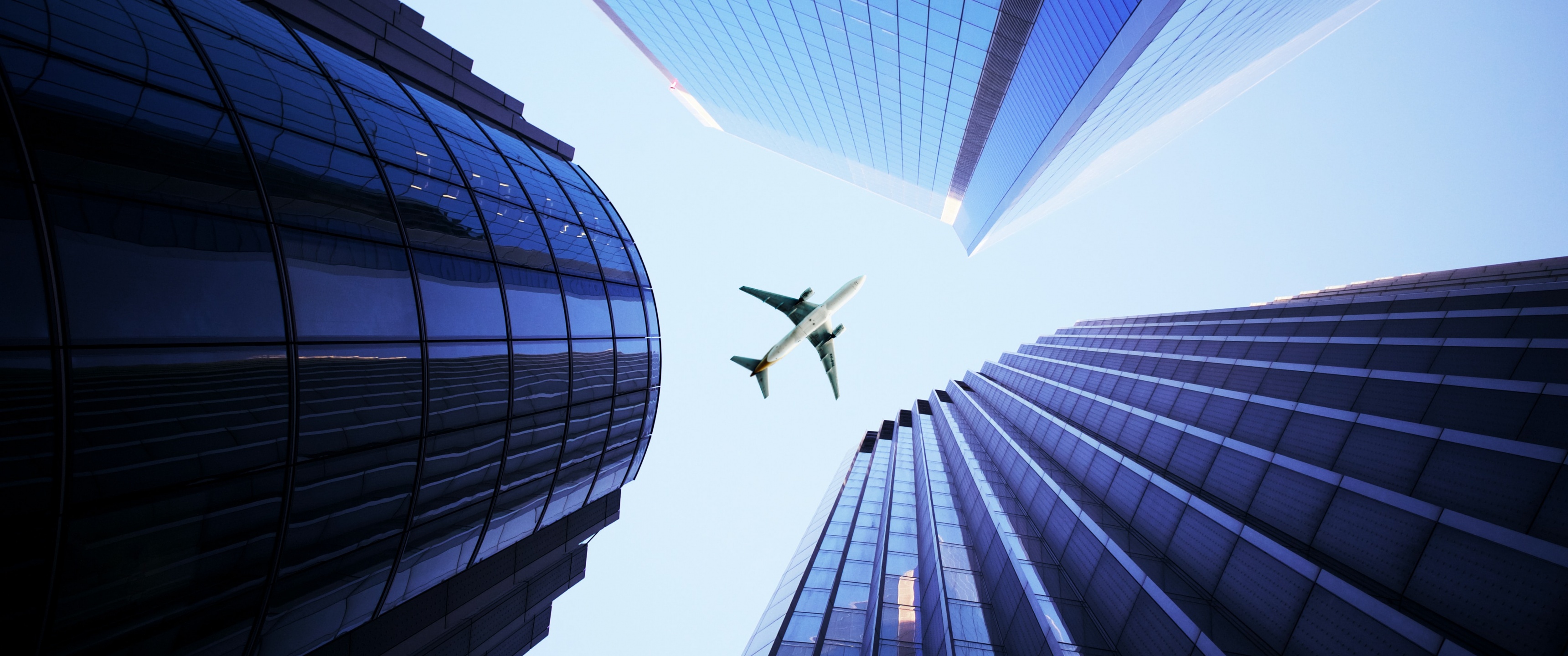 Skyscrapers Wallpaper 4K, Airplane