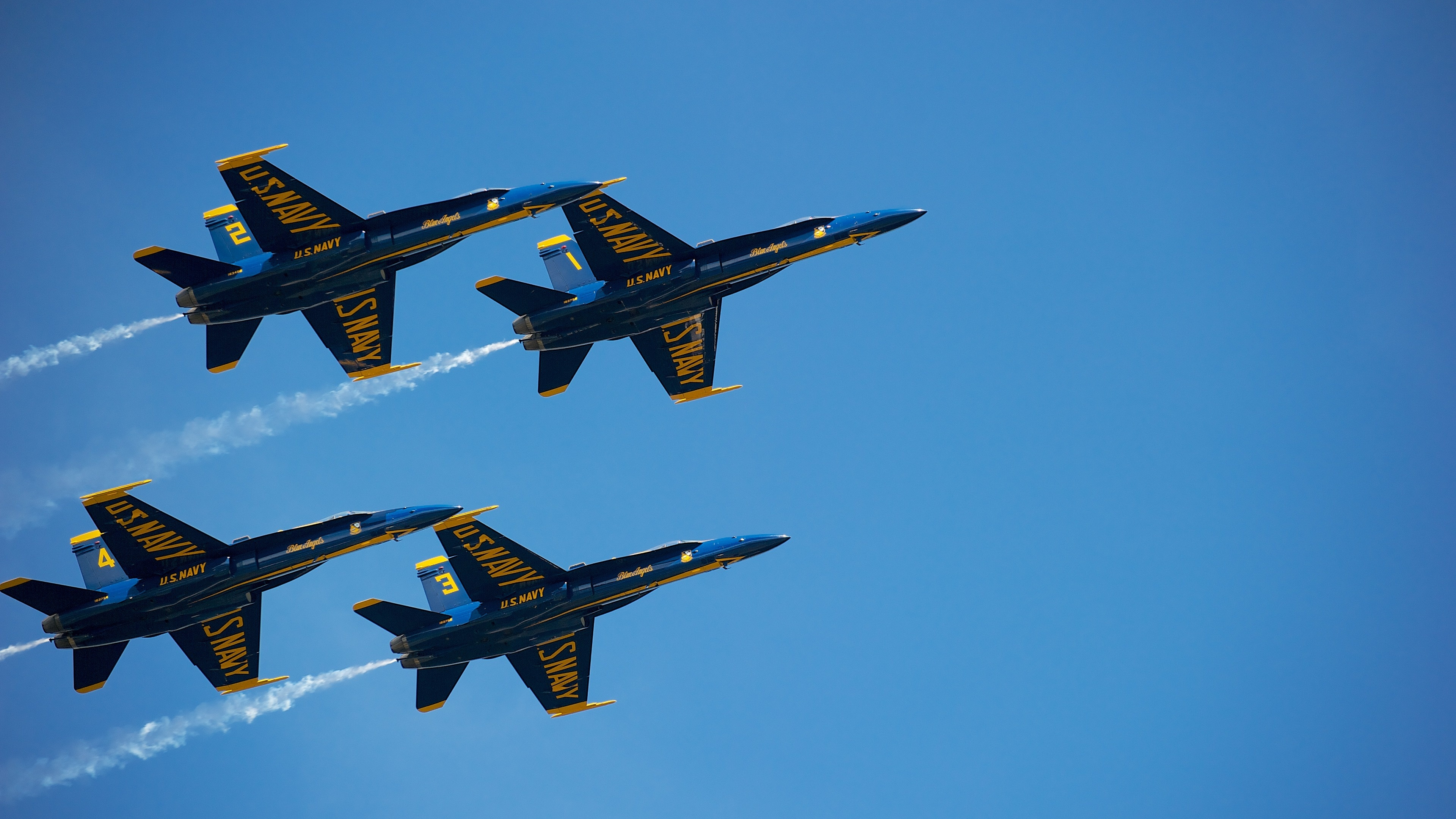 Download wallpaper 3840x2160 blue angels, us navy, blue sky, aircrafts 4k wallpaper, uhd wallpaper, 16:9 widescreen 3840x2160 HD background, 6629