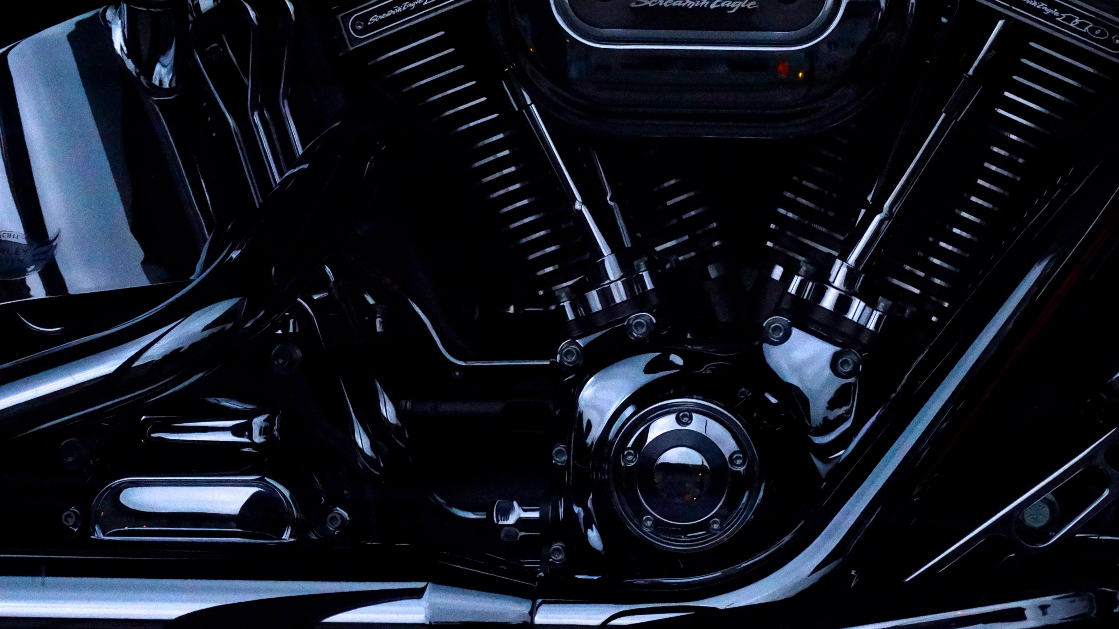 Download wallpaper 3840x2160 engine, harley davidson, motorcycle, bike, motor, details 4k uhd 16:9 HD background