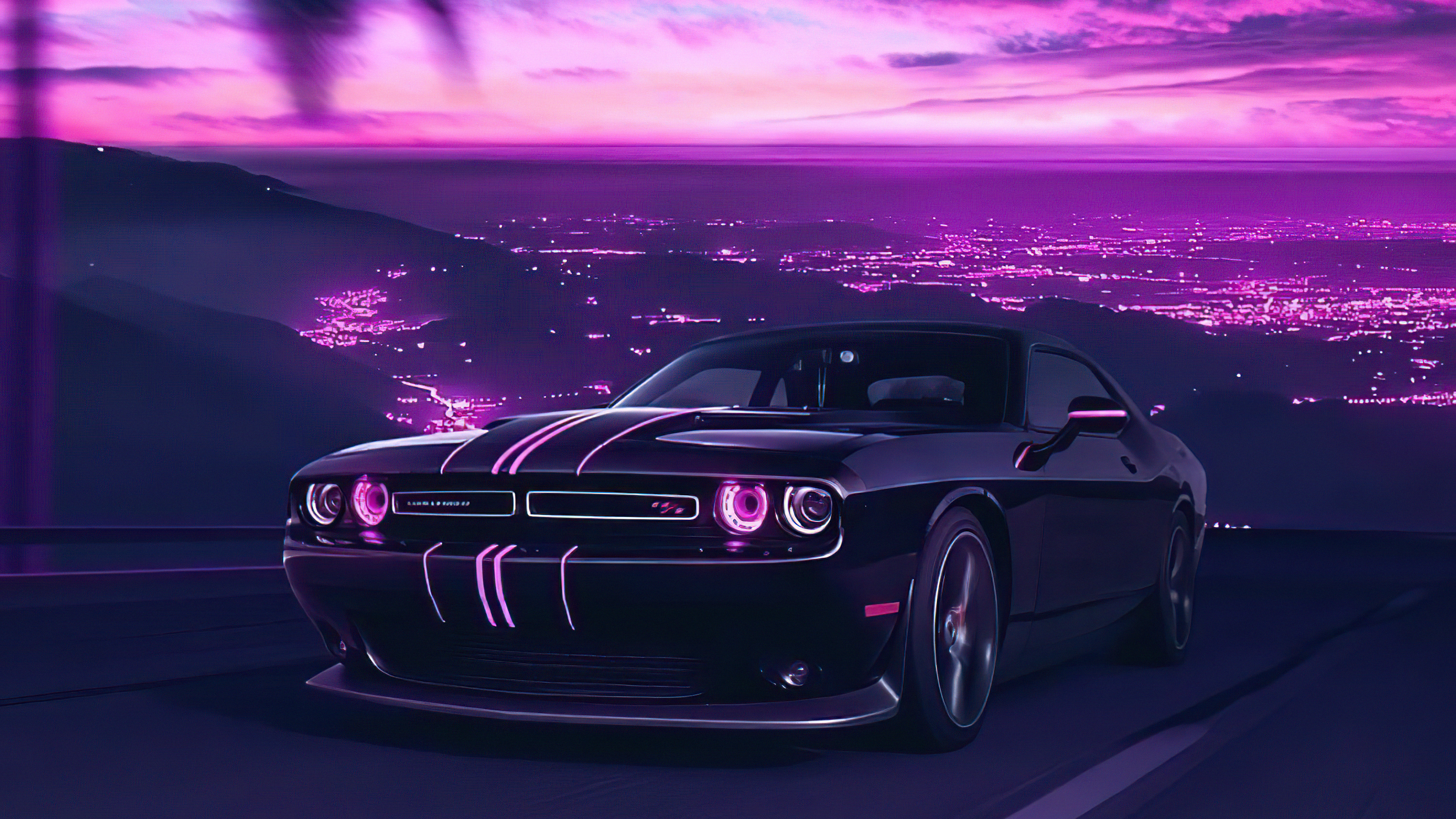 Wallpaper 4k Dodge Challenger Vaporwave 4k Wallpaper