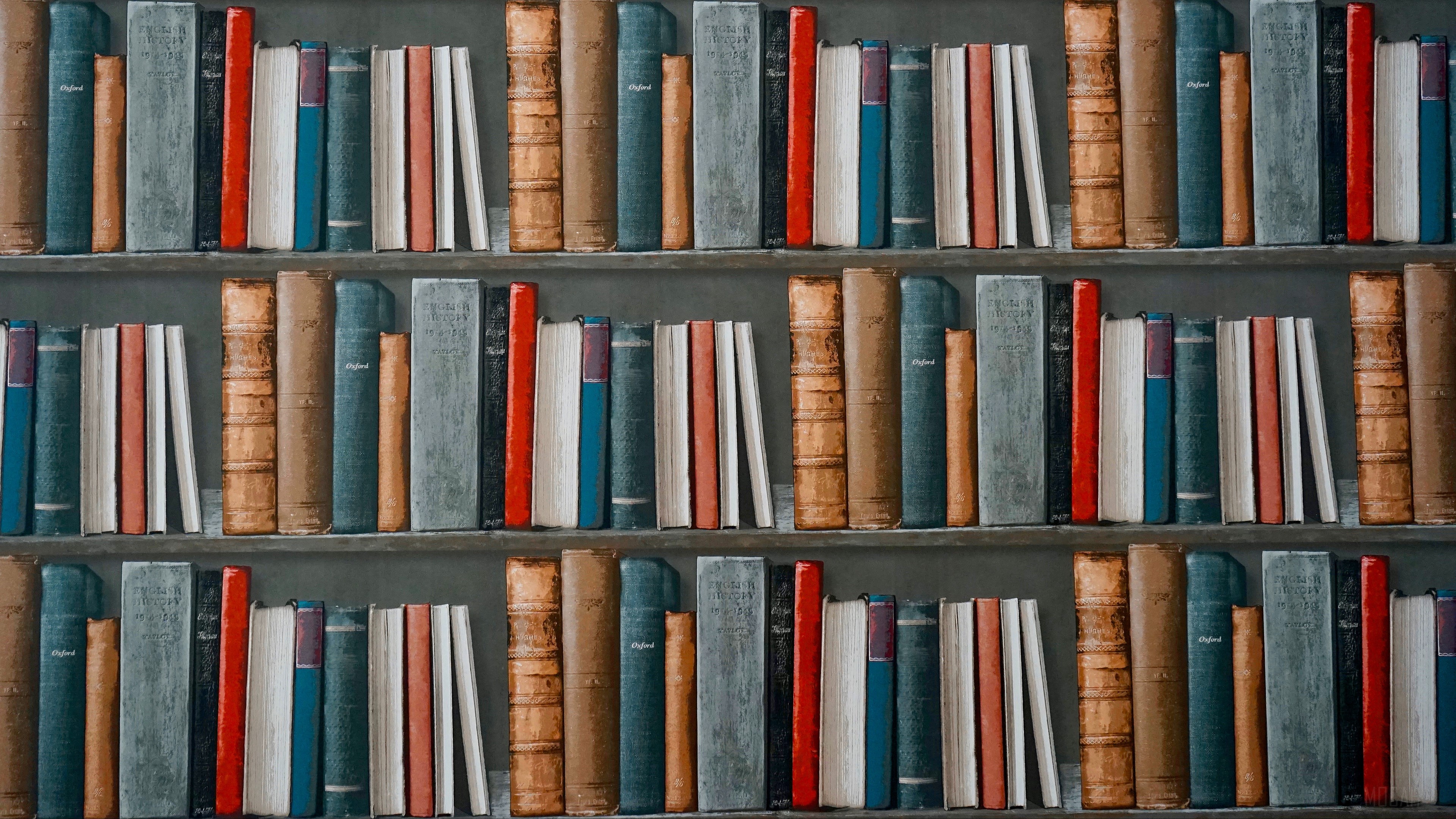 books, shelf, graffiti, art 4k Gallery HD Wallpaper