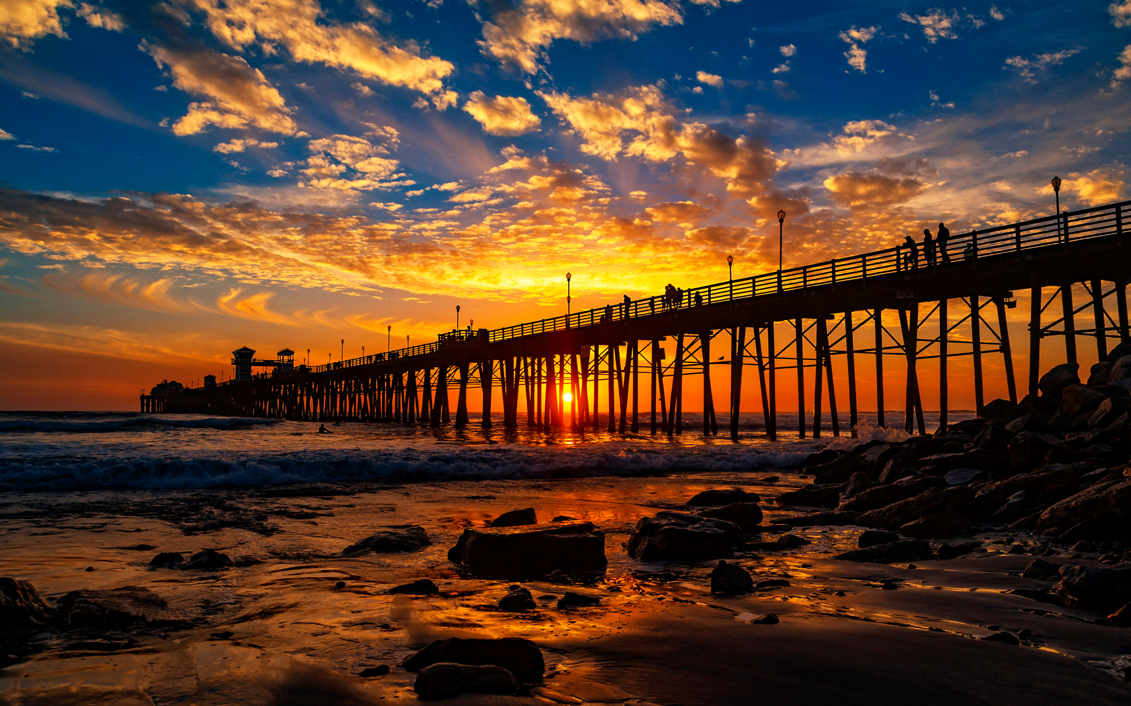 Awesome Sunset at Oceanside San Diego California United States Tourist Place Wallpaper