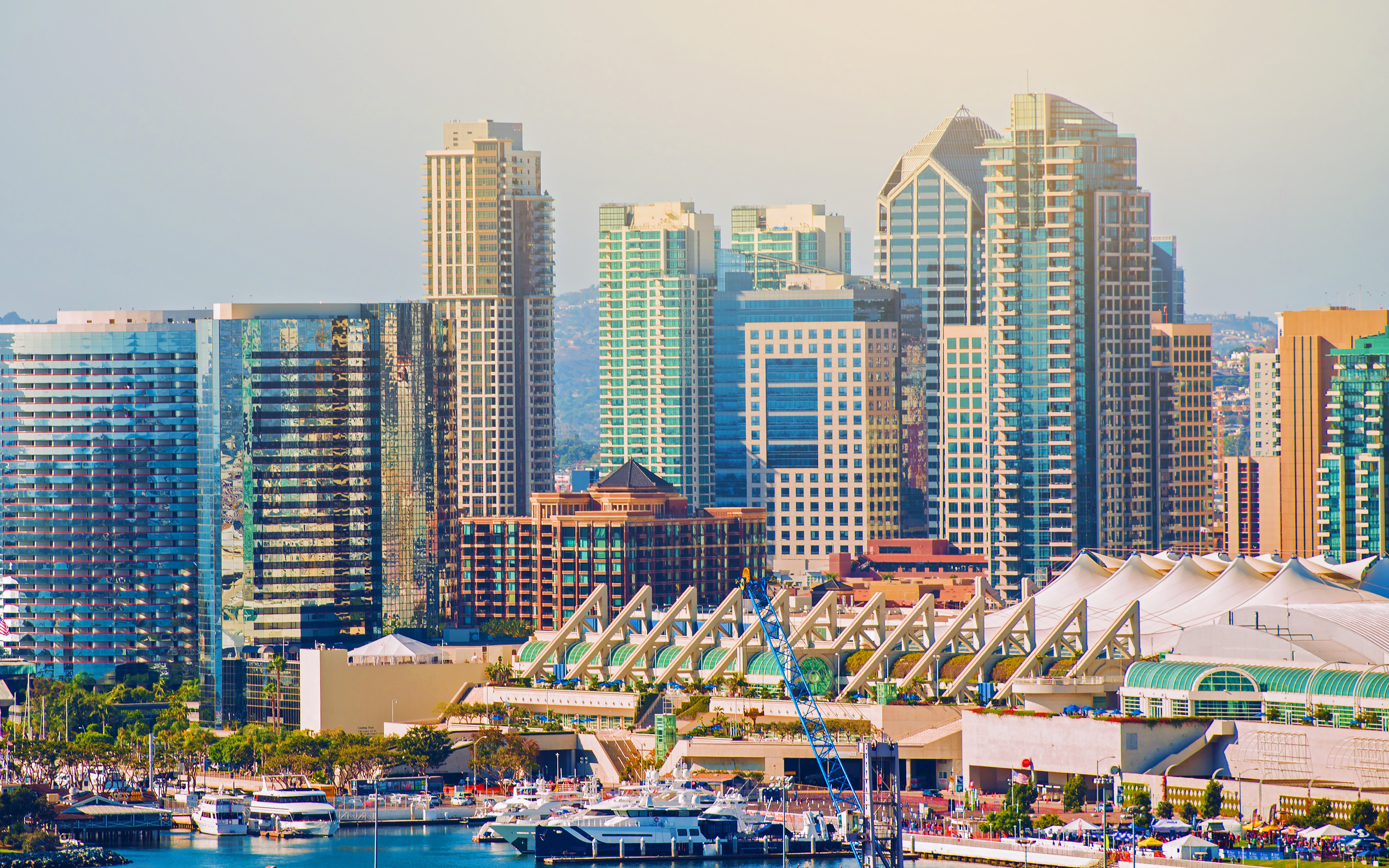Download wallpaper San Diego, City Skyline, 4k, USA, summer, skyscrapers, modern buildings, American city for desktop with resolution 3840x2400. High Quality HD picture wallpaper