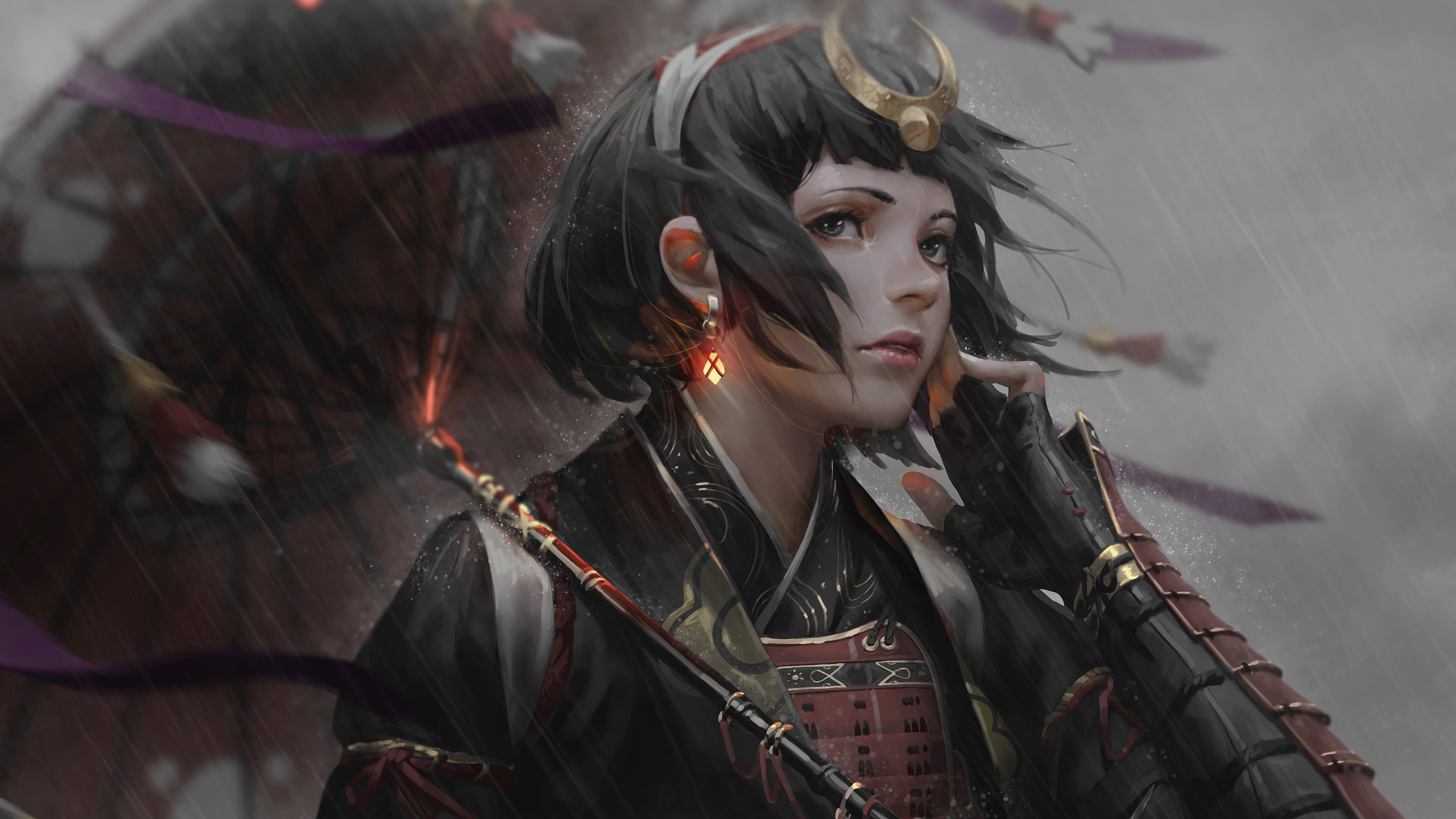 Samurai, Girl, Fantasy, 4K Gallery HD Wallpaper