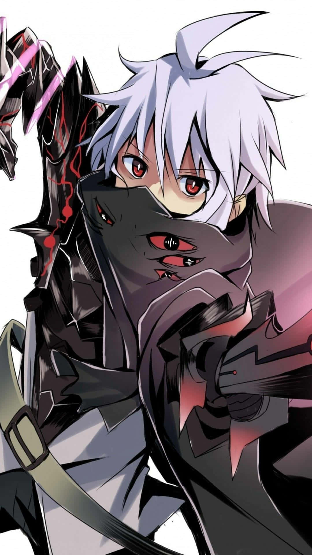 Download Lock Screen Anime Boy With White Hair Wallpaper
