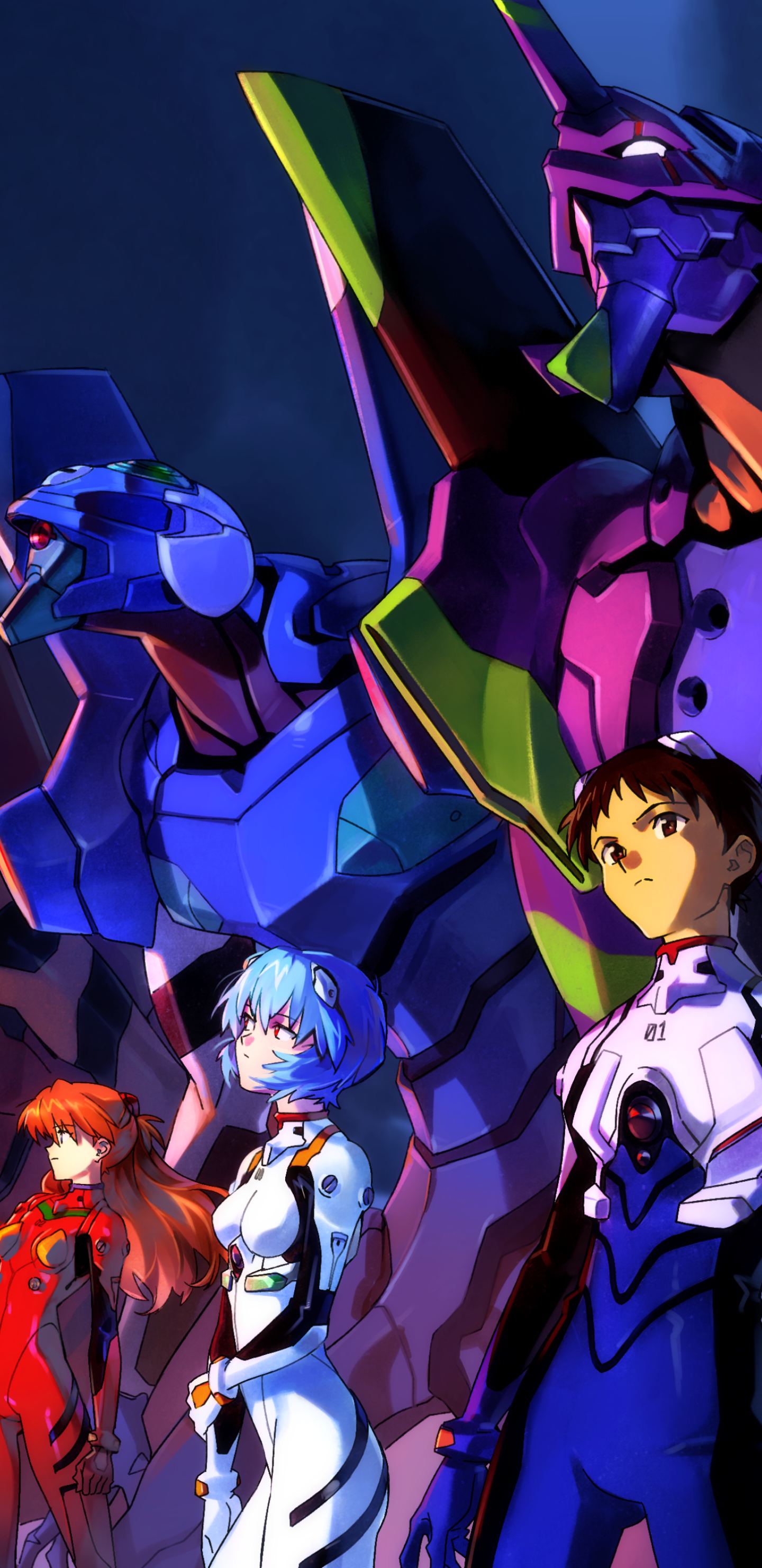 Wallpaper / Anime Neon Genesis Evangelion Phone Wallpaper, Rei Ayanami, Shinji Ikari, Asuka Langley Sohryu, 1440x2960 free download