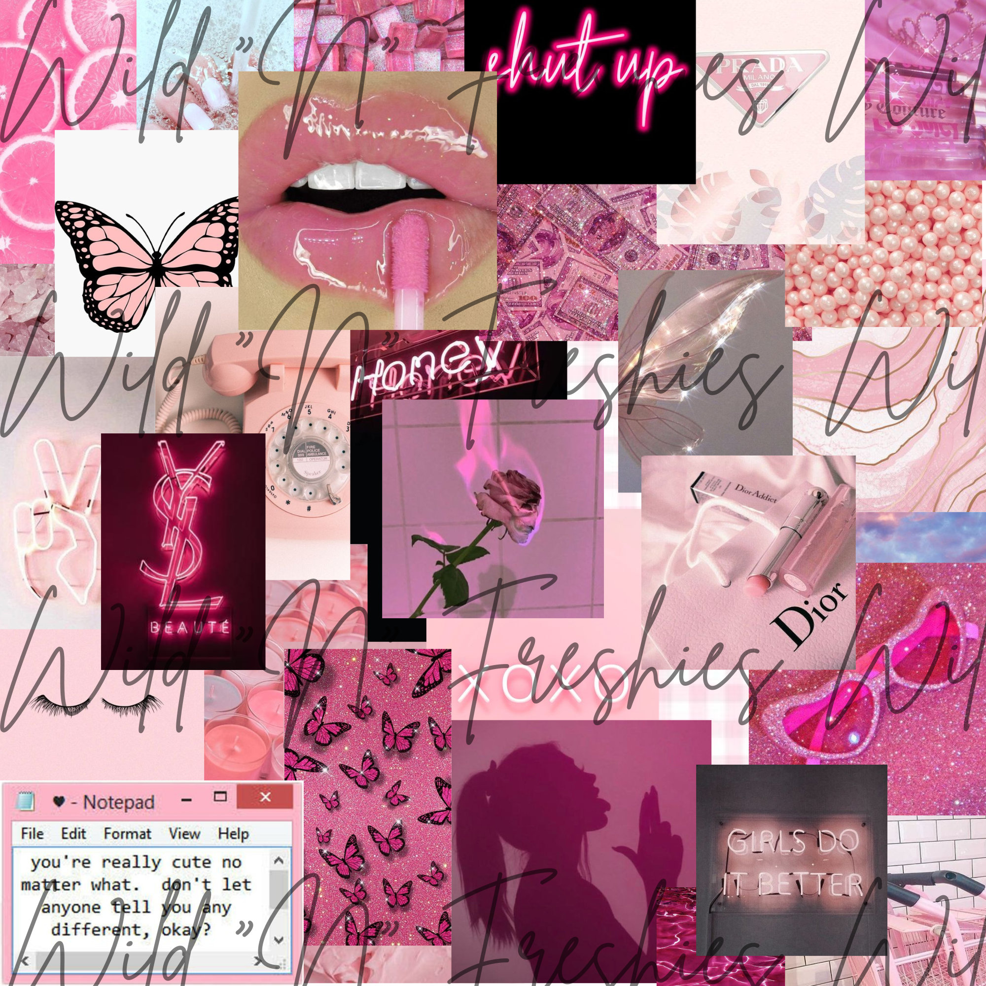 Trendy Pink Collage Wallpaper