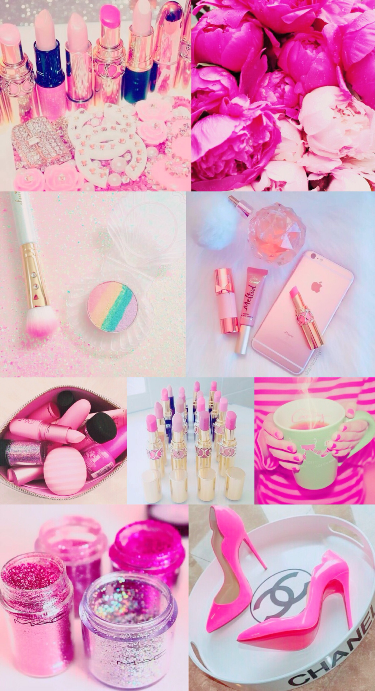 Pink collage wallpaper, background, iPhone, pretty, girly, hd
