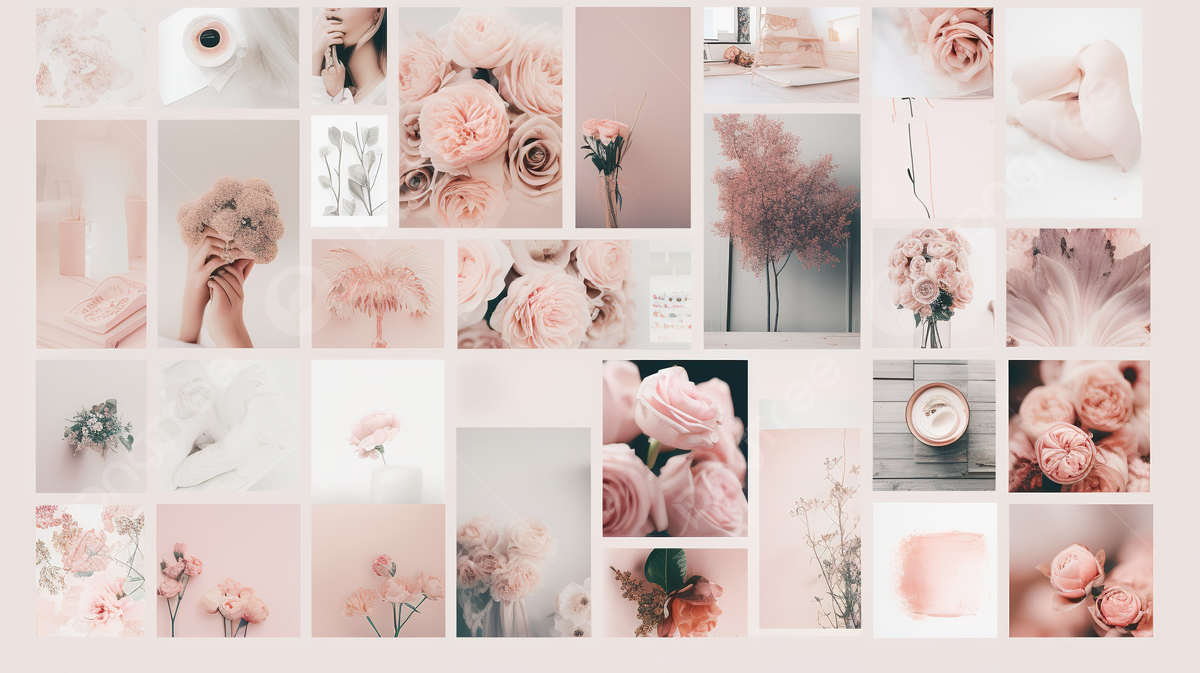 Pink And White Photo Collages On A Background, Aesthetic Printable Picture Background Image And Wallpaper for Free Download