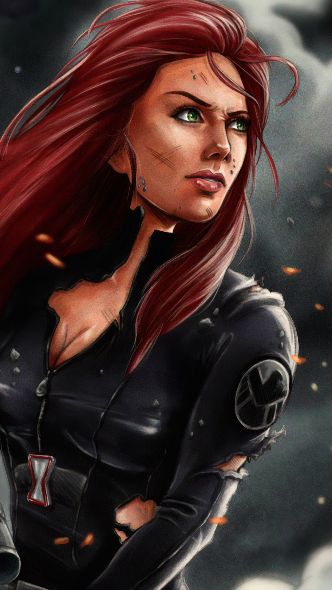 Wallpaper / Comics Black Widow Phone Wallpaper, Woman Warrior, Green Eyes, Red Hair, 1080x1920 free download