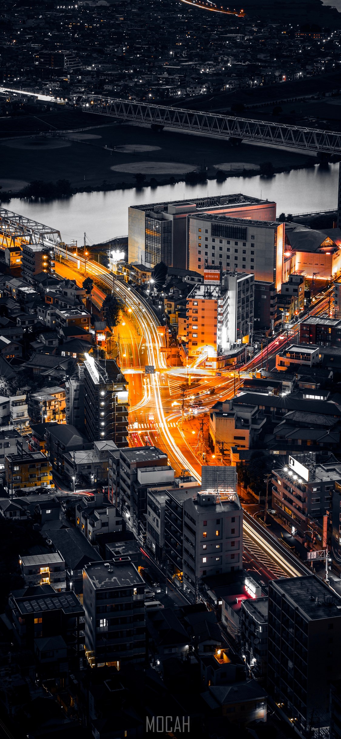 Night, Birds Eye View, Cityscape, Yellow, Metropolis, Apple iPhone 11 Pro wallpaper HD free download, 1125x2436 Gallery HD Wallpaper