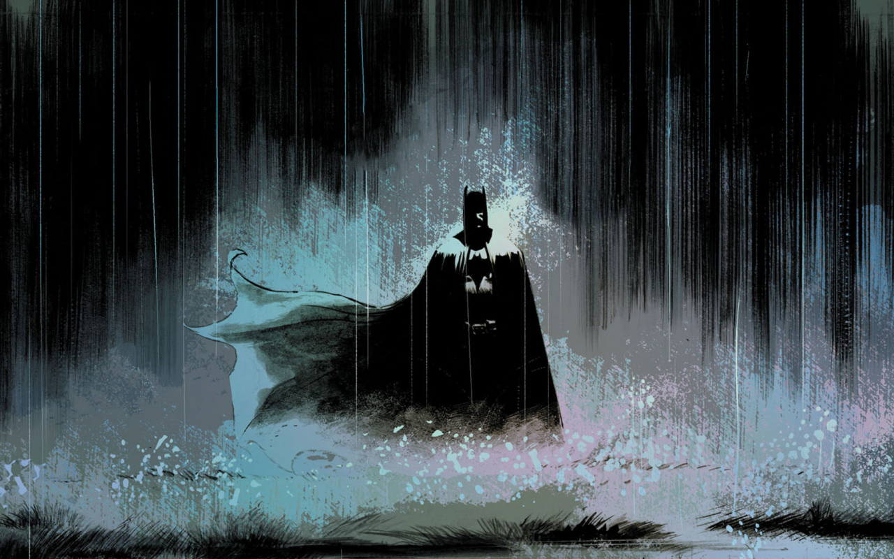 Download wallpaper 1280x800 batman, art, rain, dark, full hd, hdtv, fhd widescreen 1280x800 HD background, 2322