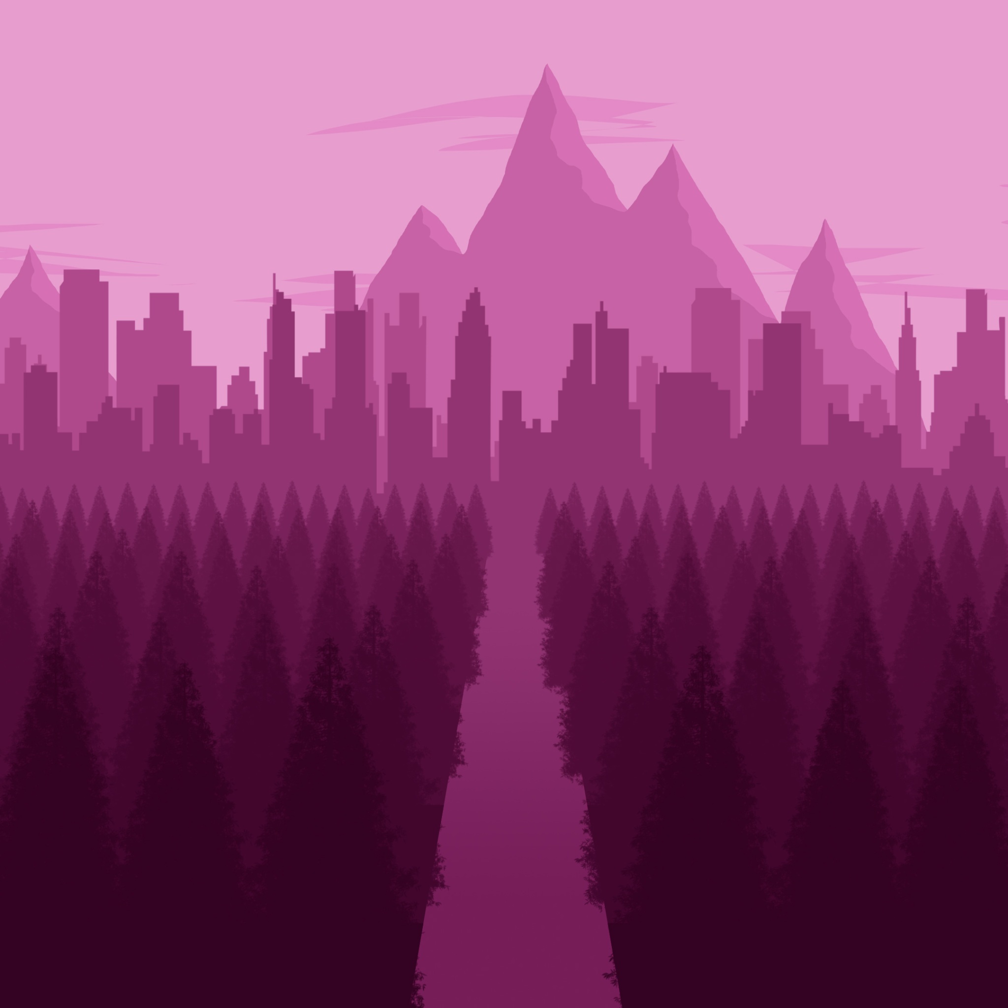 Wallpaper 4k City Forest Minimalist Wallpaper