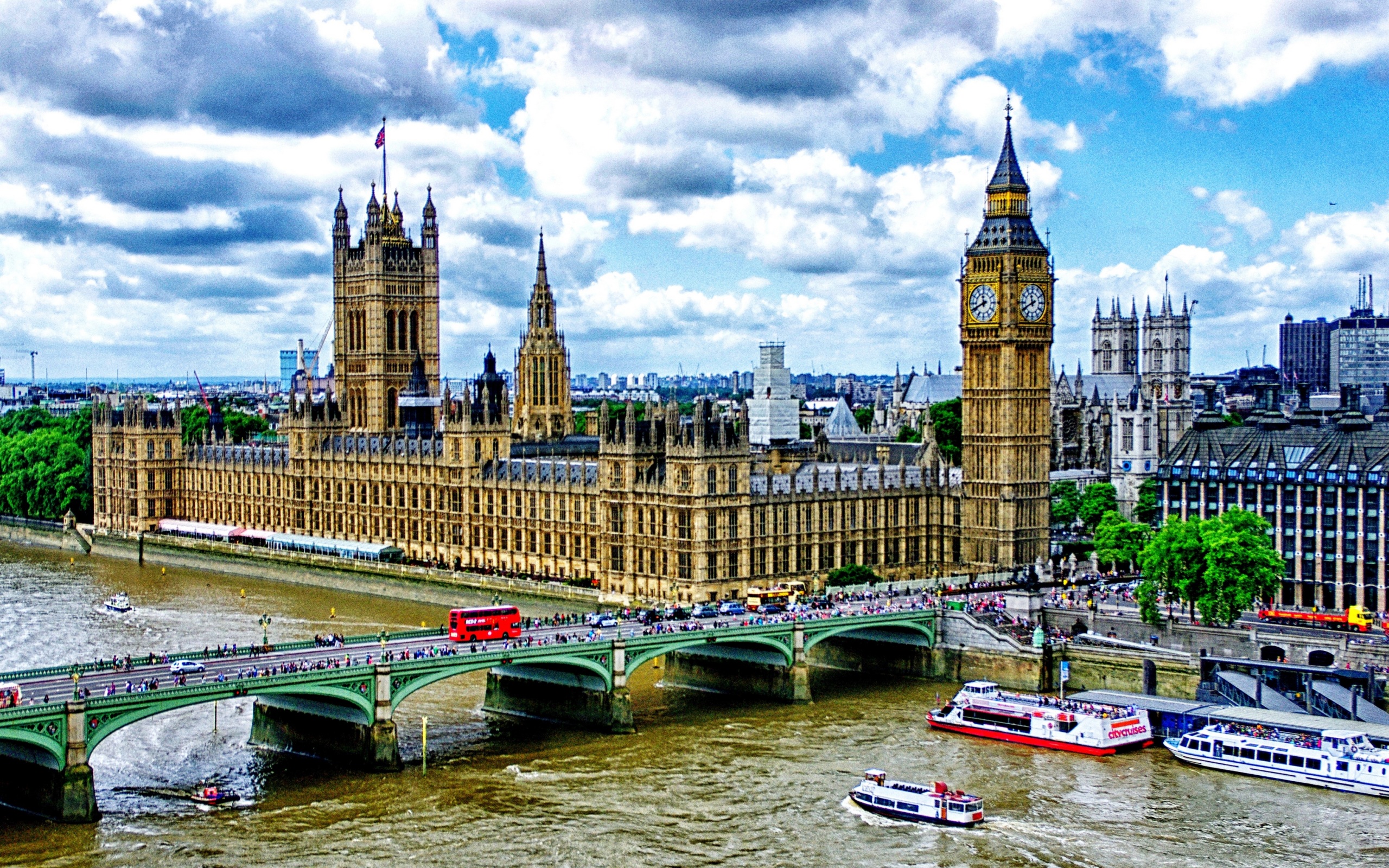 Wallpaper 4k big ben, london, palace of westminster, bridge, river, thames, boats, hdr 4k Wallpaper
