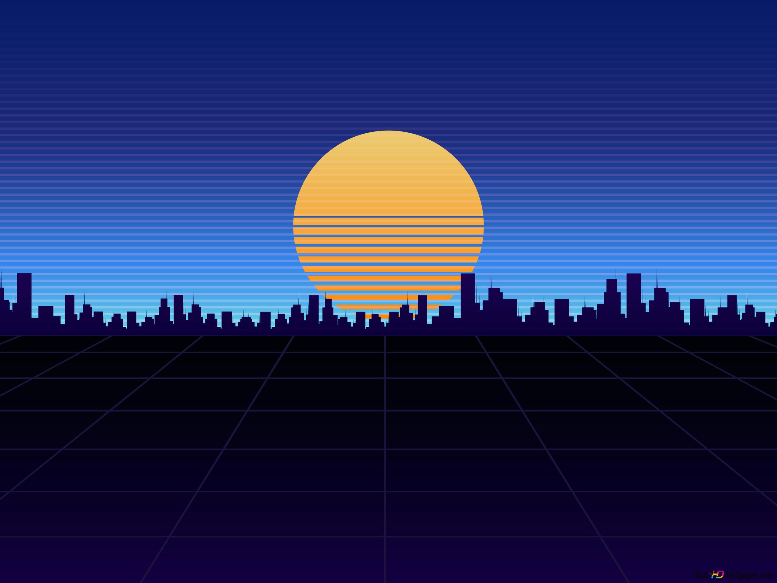 Night City Minimalist 4K wallpaper download