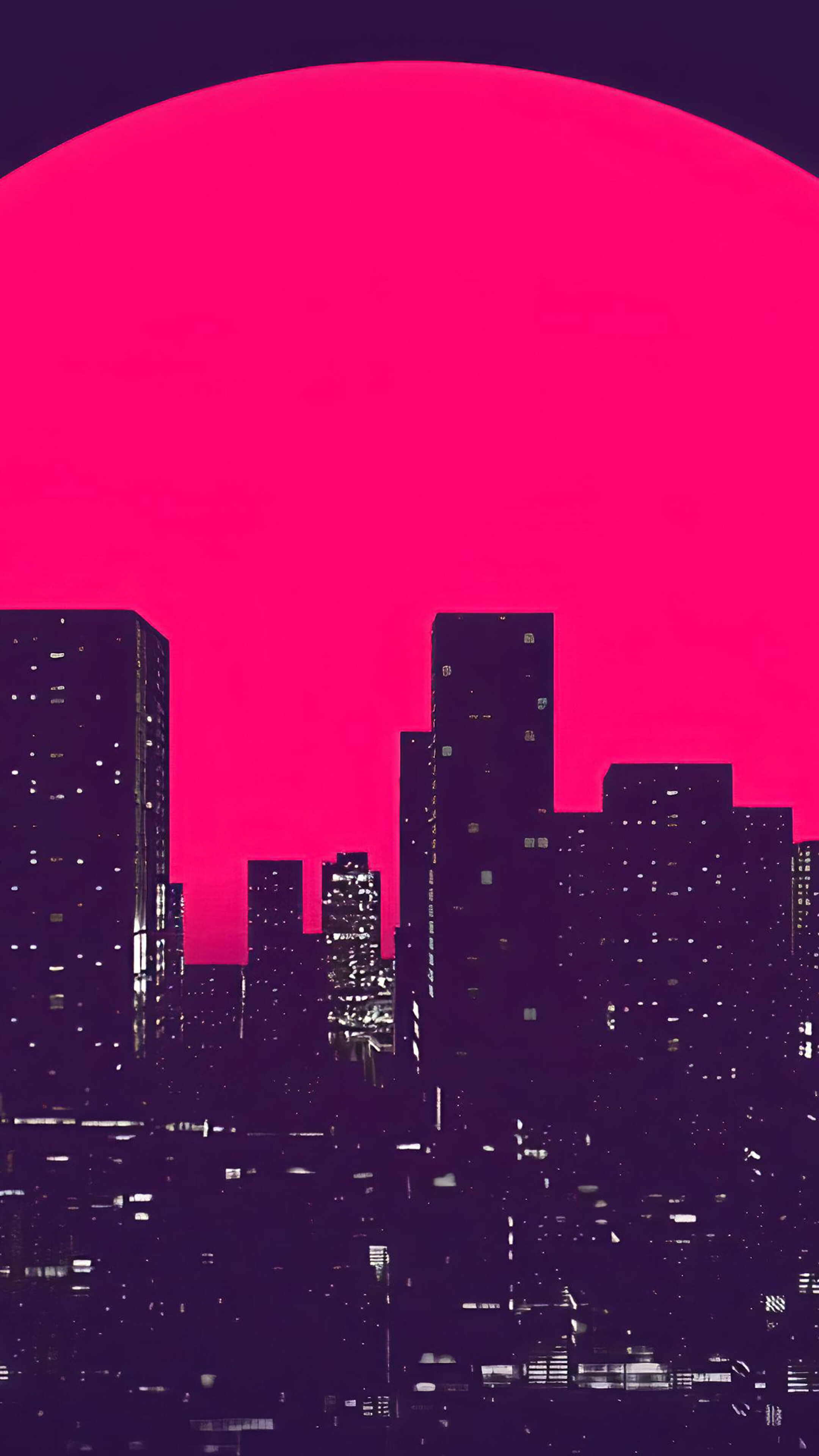 Night, City, Moon, Minimalist, Digital Art, 4k Gallery HD Wallpaper