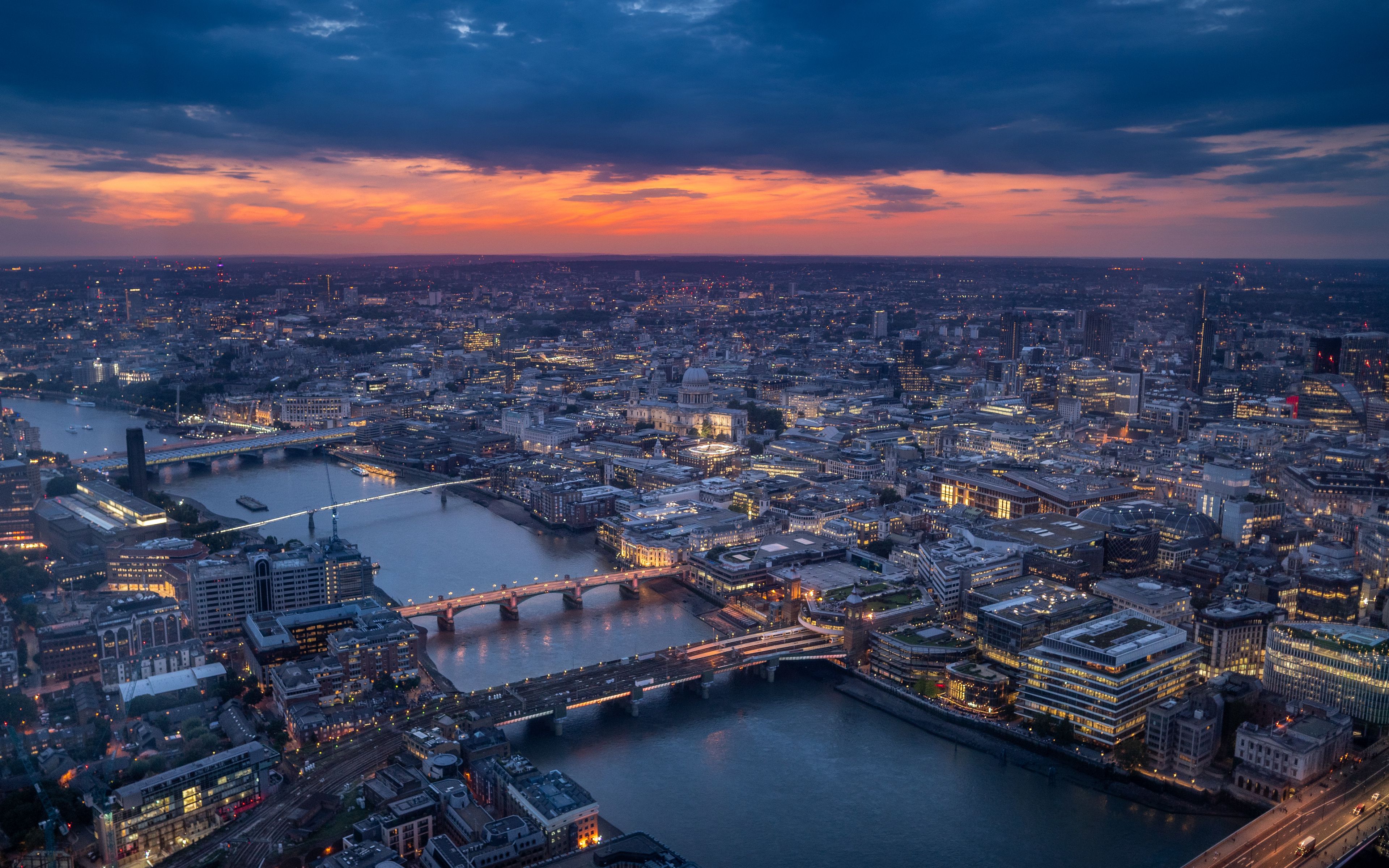 Download wallpaper 3840x2400 night city, architecture, buildings, bridge, london 4k ultra HD 16:10 HD background
