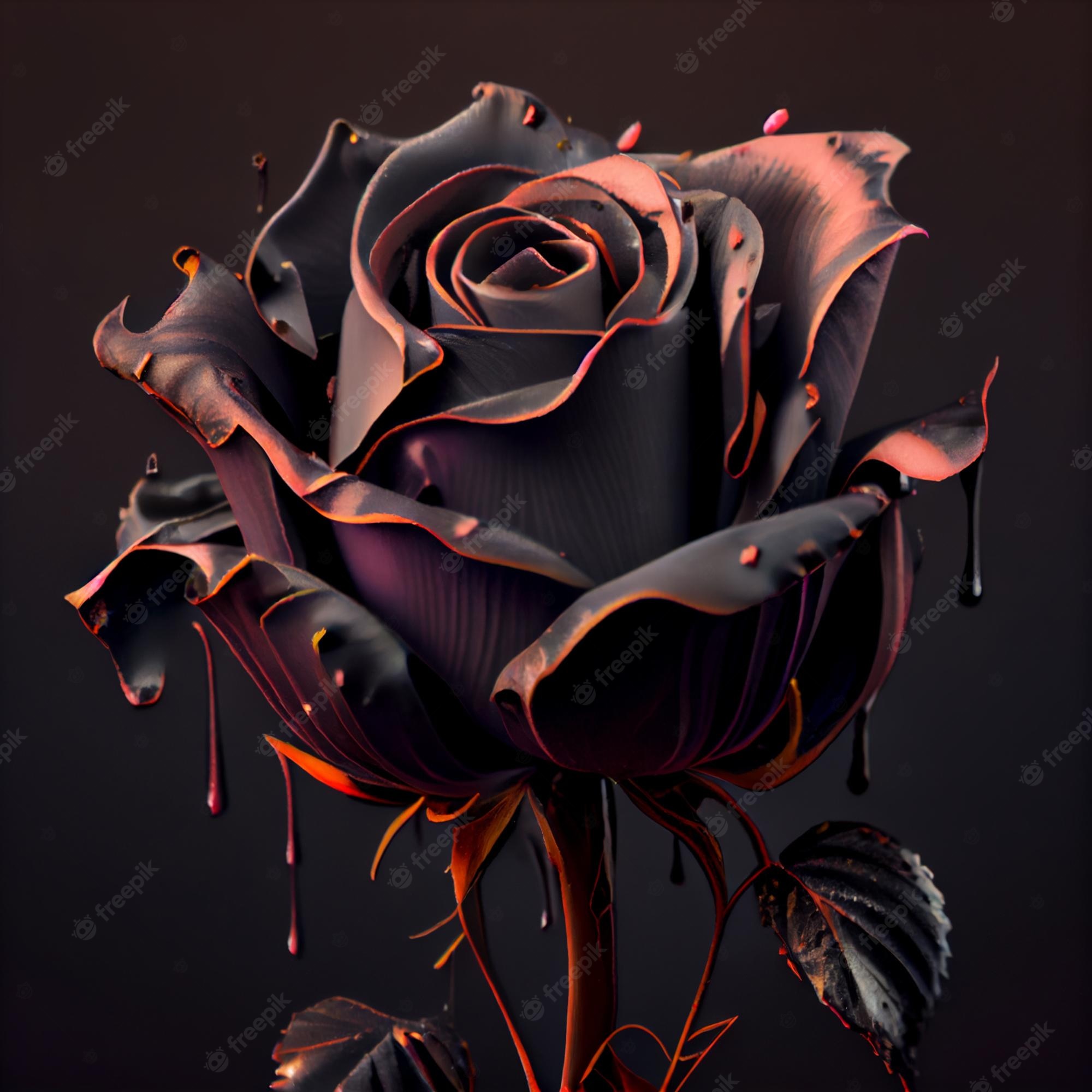 Premium Photo. Black rose flower close up dark roses background
